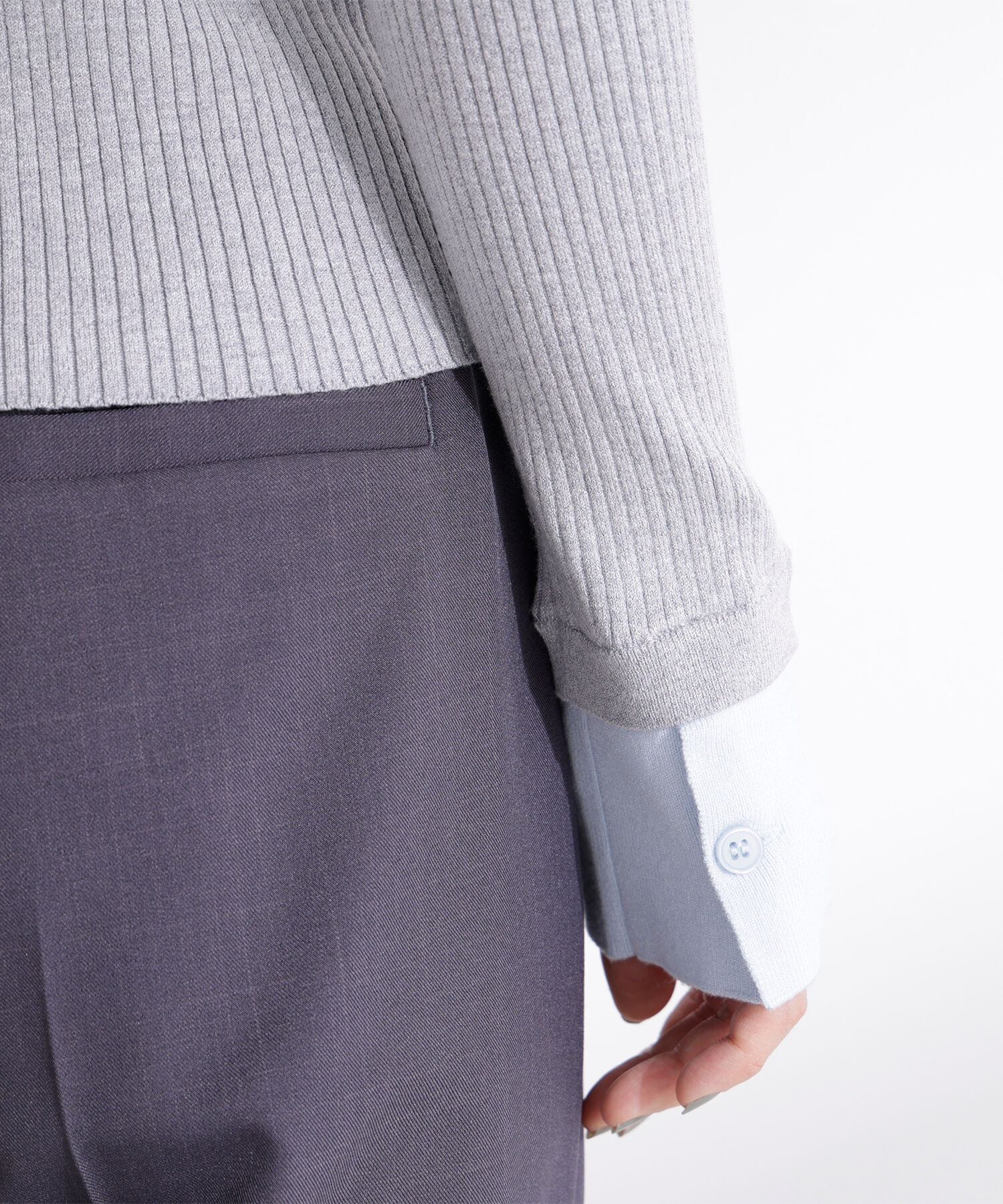  「ダブルカラーVネックリブニット」|ニット・セーター|