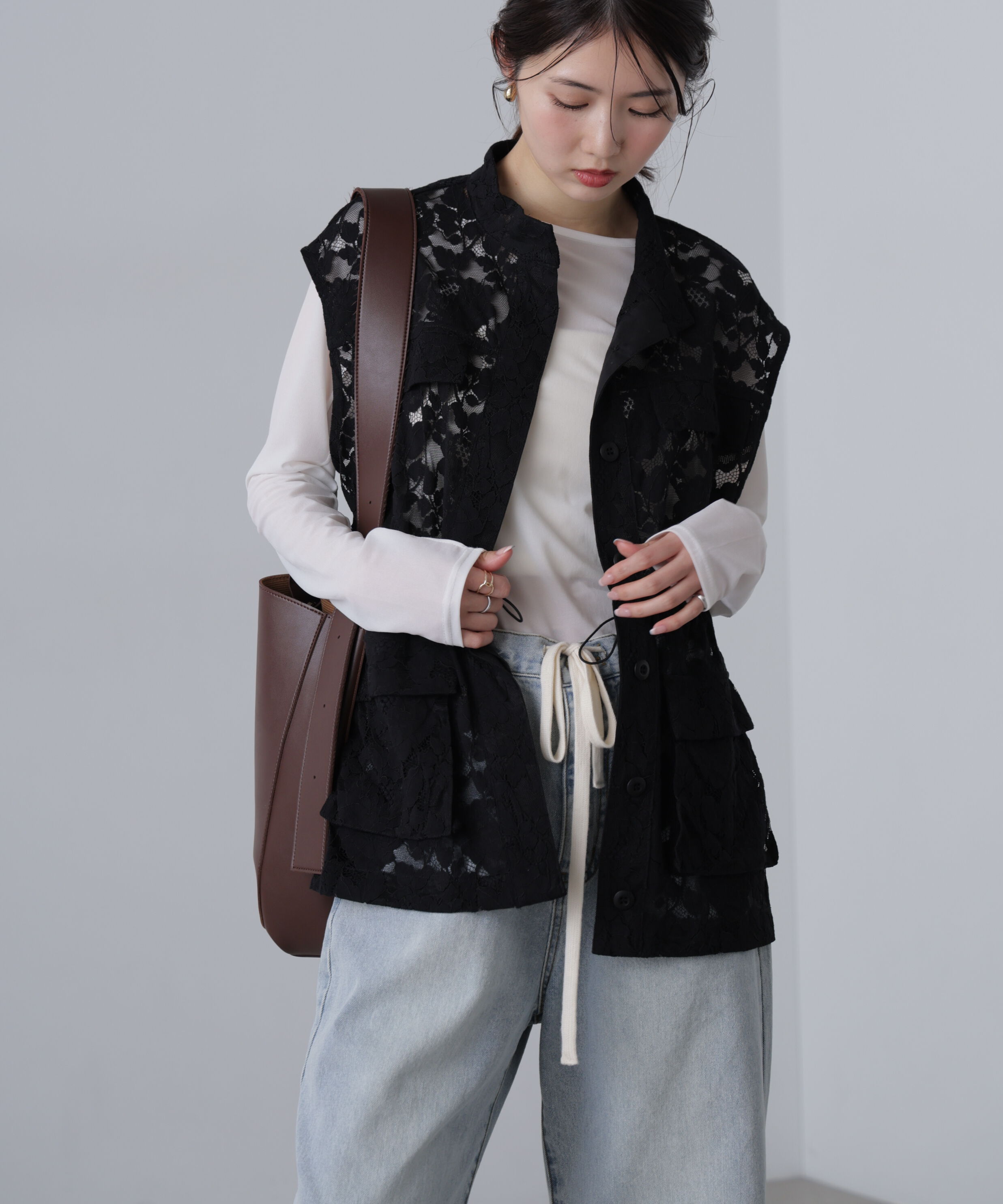  「レースジレ」|ブルゾン・スタジャン|ブラック