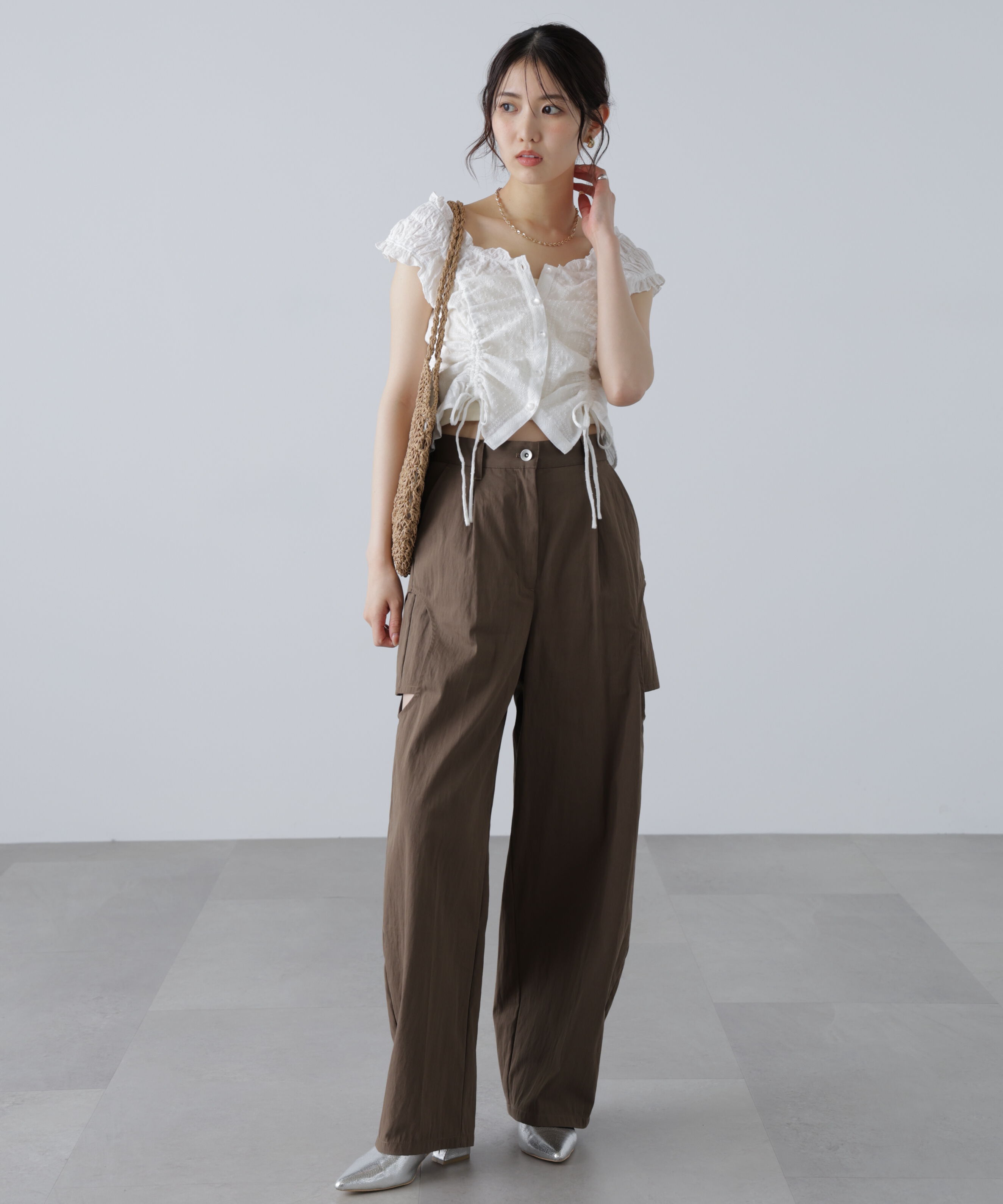  「ドロストリボンフレンチブラウス」|シャツ・ブラウス|