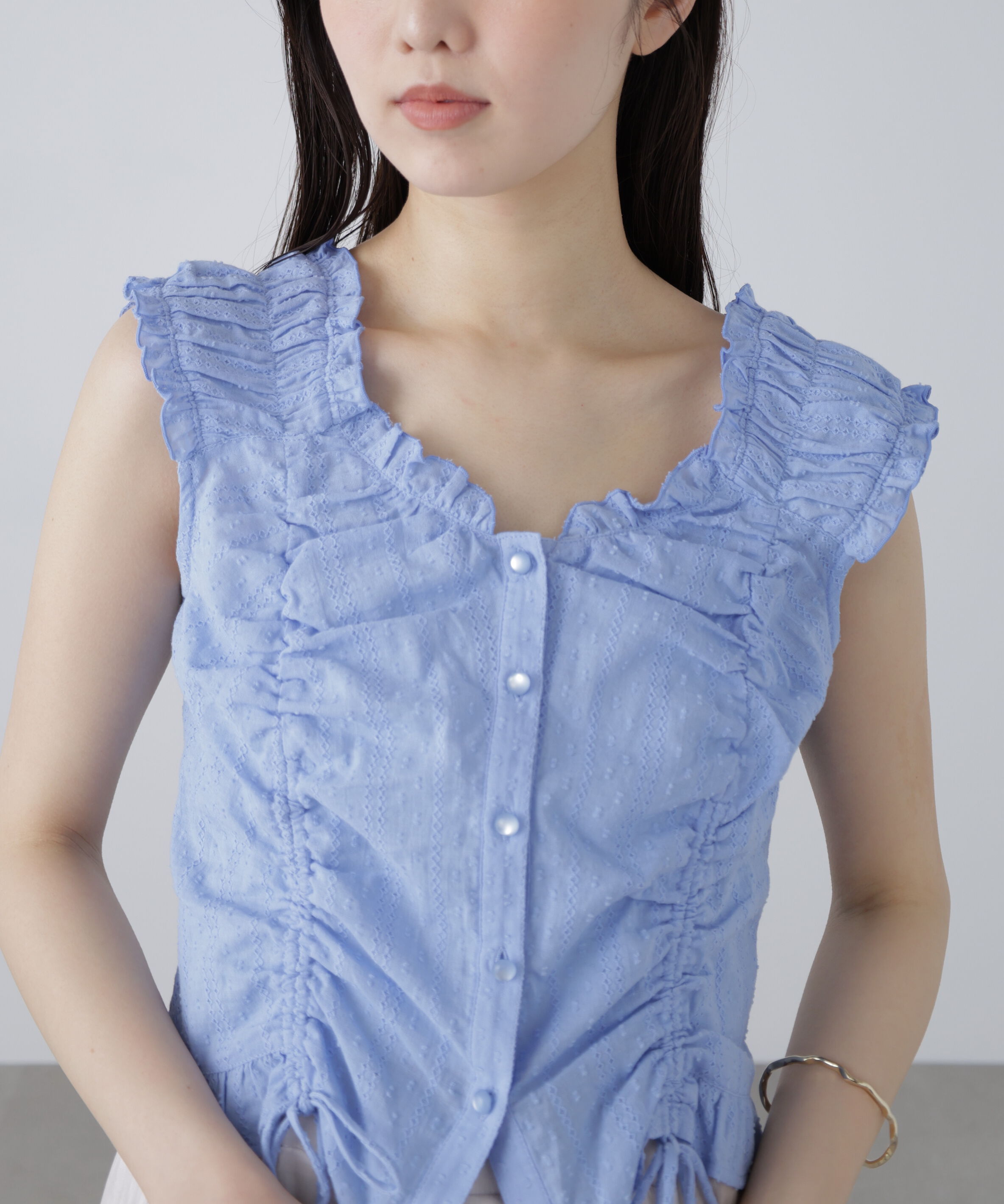  「ドロストリボンフレンチブラウス」|シャツ・ブラウス|
