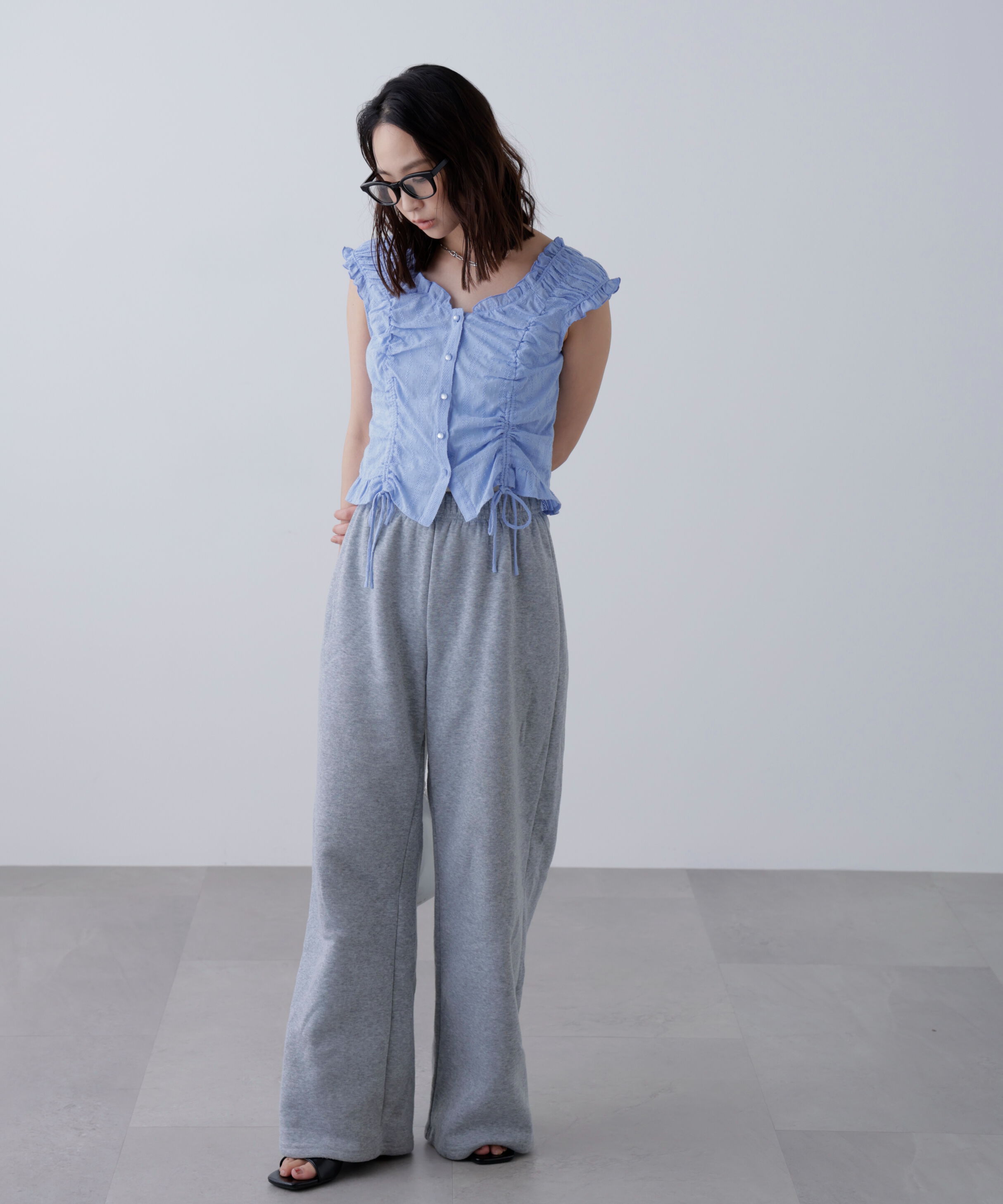  「ドロストリボンフレンチブラウス」|シャツ・ブラウス|