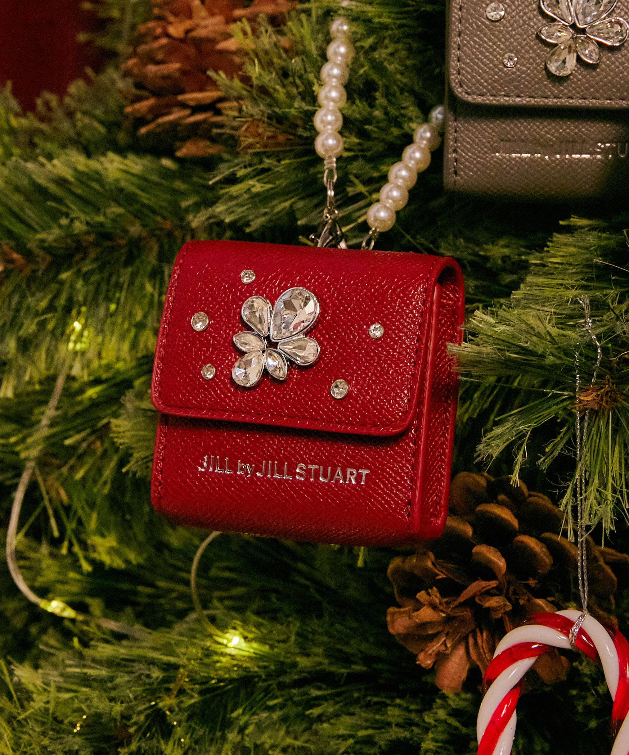  「ランダムビジューミニバッグポーチ」|その他|レッド