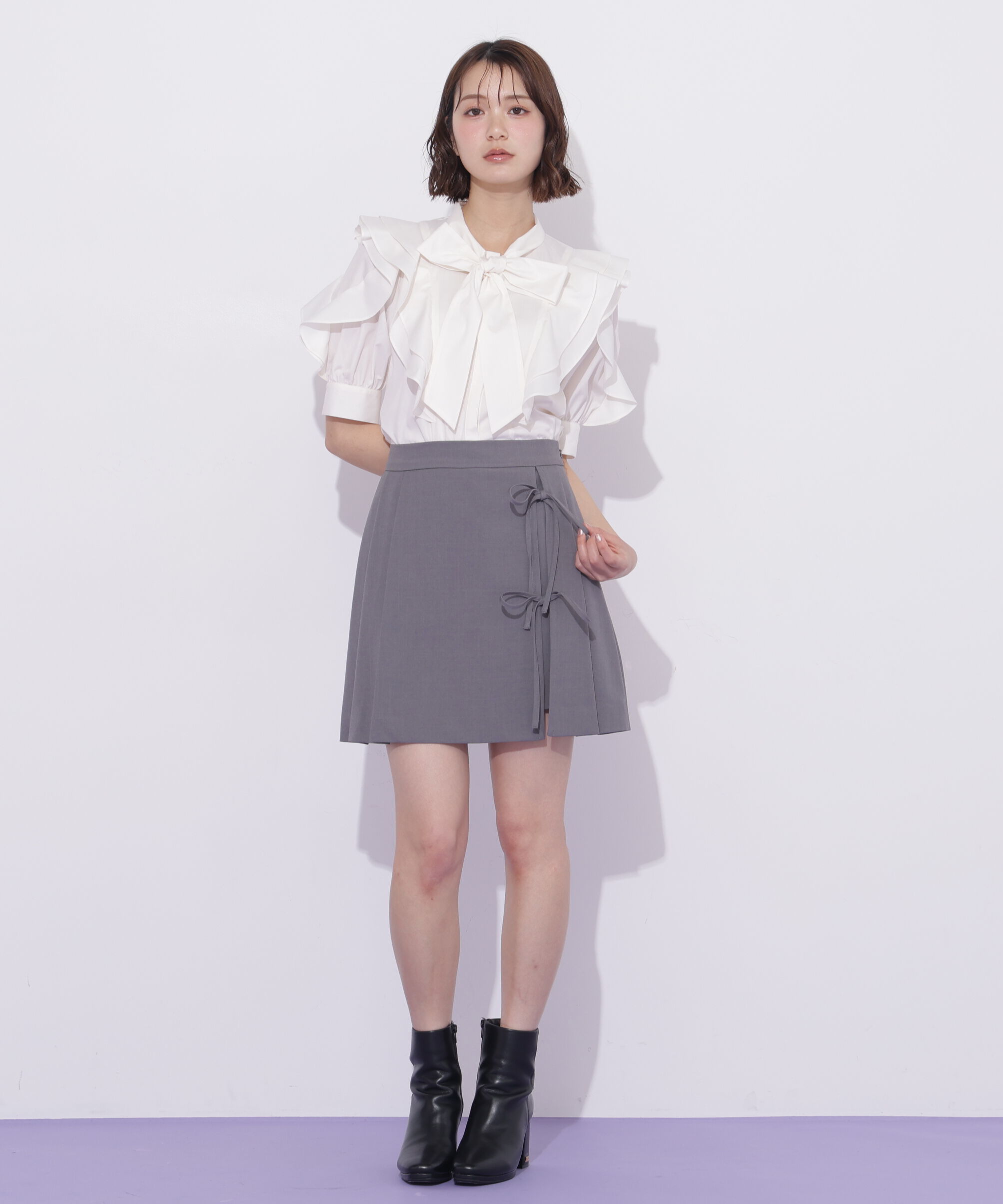  「セットアップ対応ラップリボンミニスカート」|スカート|