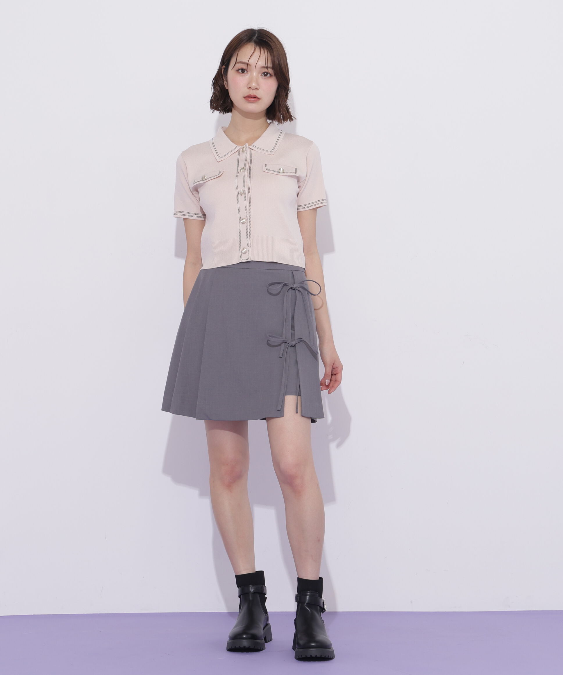  「セットアップ対応ラップリボンミニスカート」|スカート|