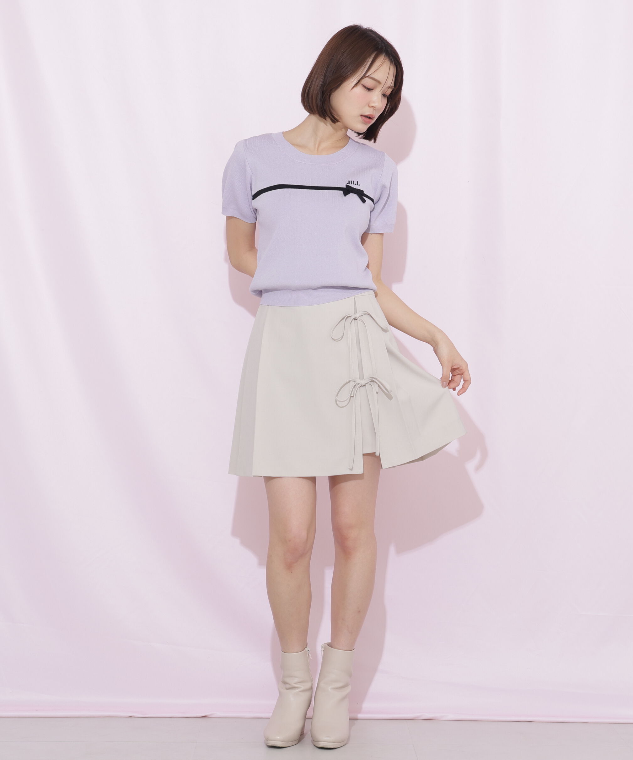  「セットアップ対応ラップリボンミニスカート」|スカート|