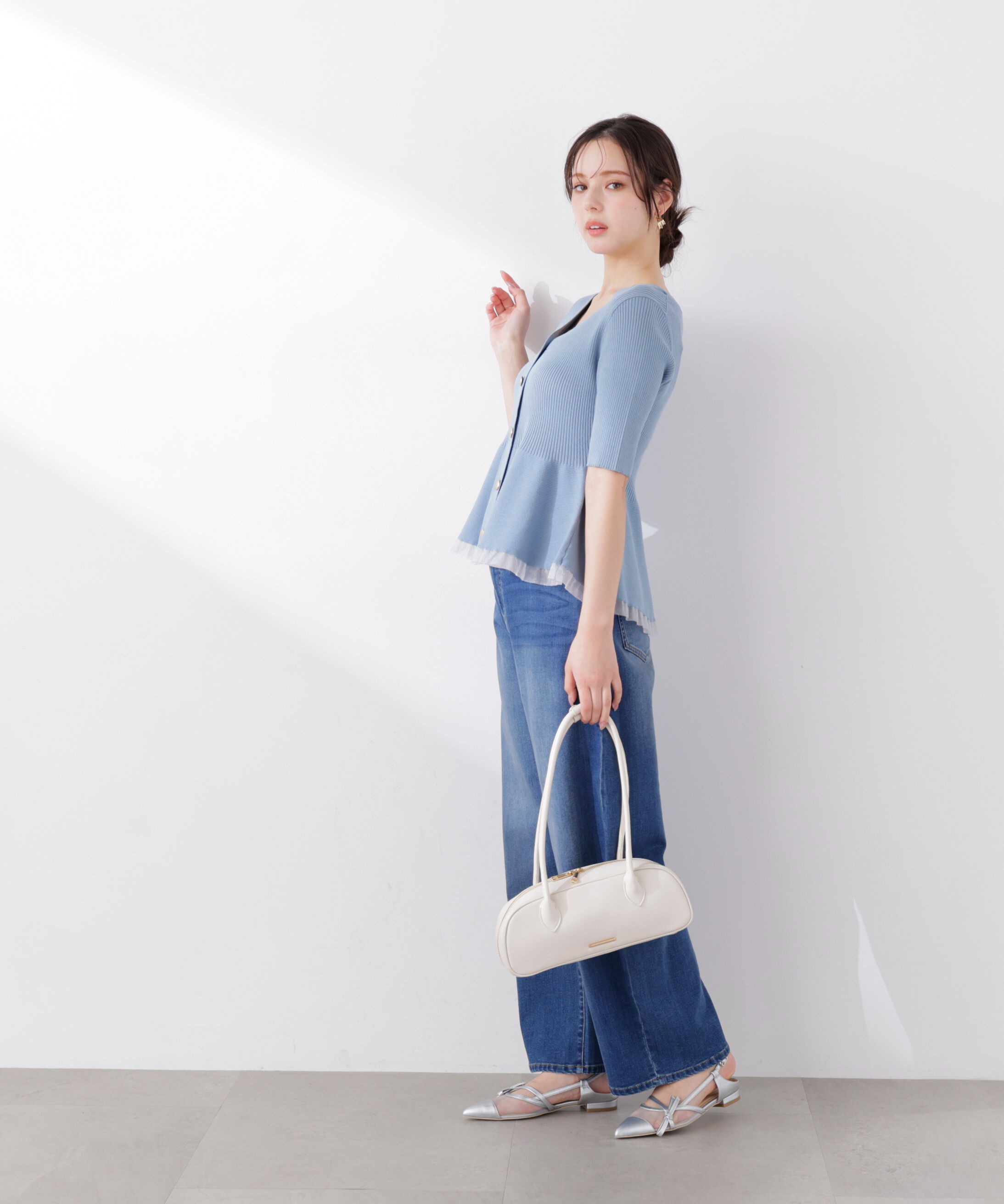 PROPORTION BODY DRESSING「部分シアーペプラムニット　26SS」|ニット・セーター|