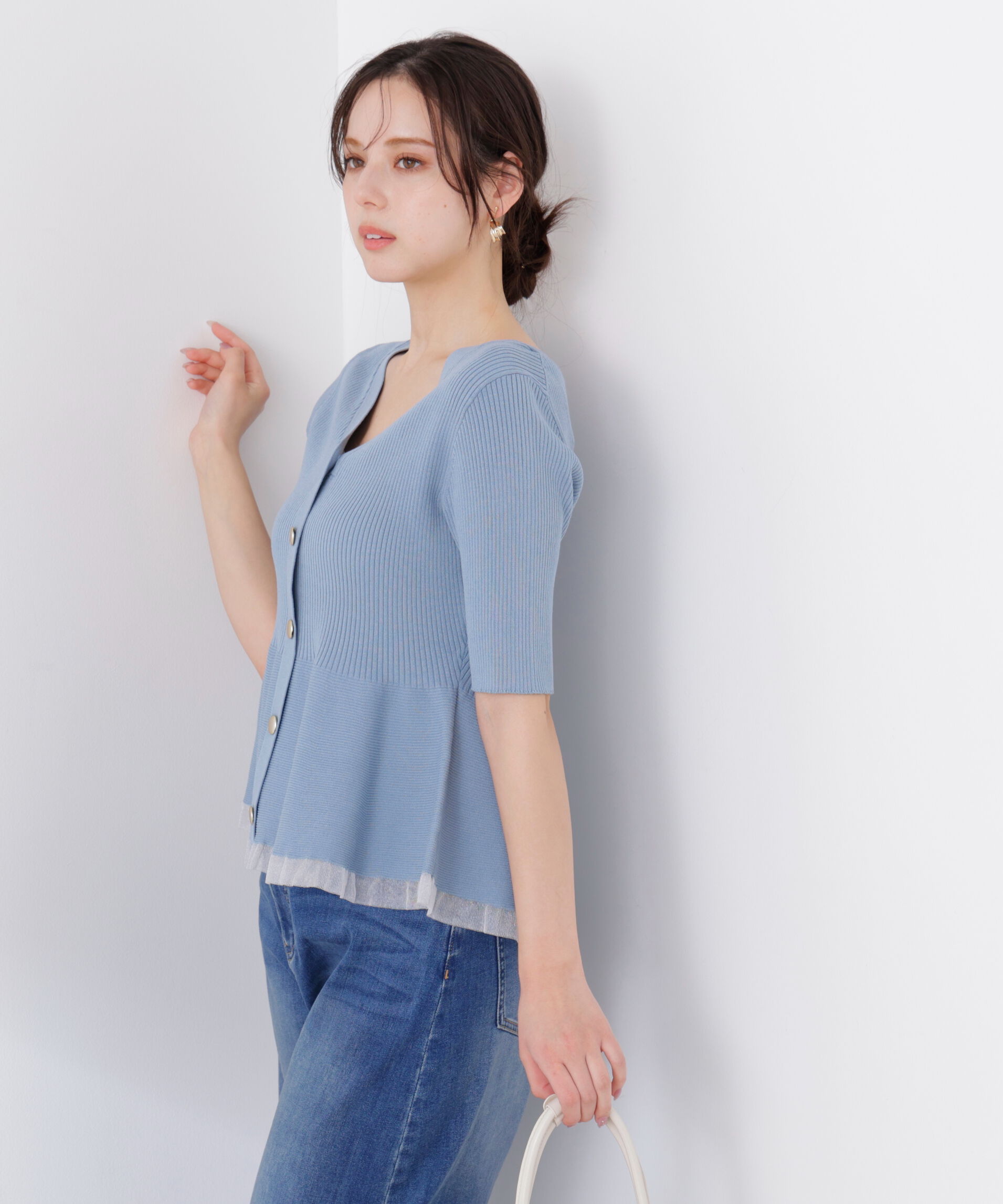 PROPORTION BODY DRESSING「部分シアーペプラムニット　26SS」|ニット・セーター|