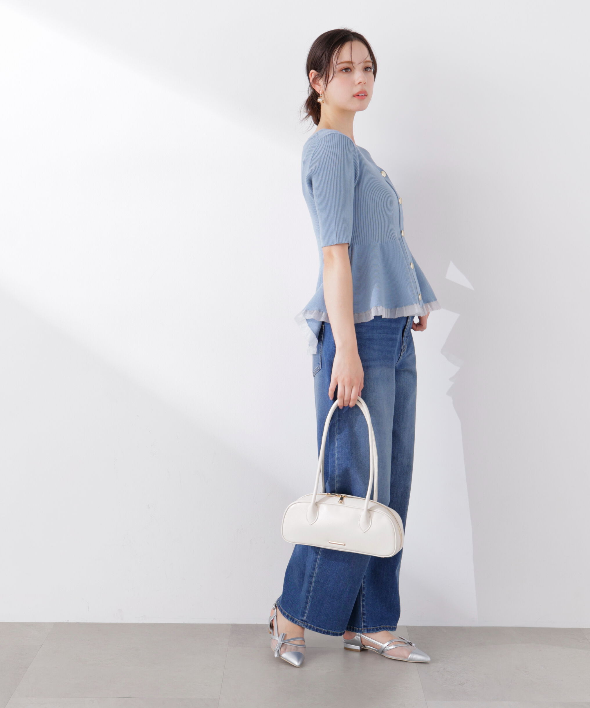 PROPORTION BODY DRESSING「部分シアーペプラムニット　26SS」|ニット・セーター|