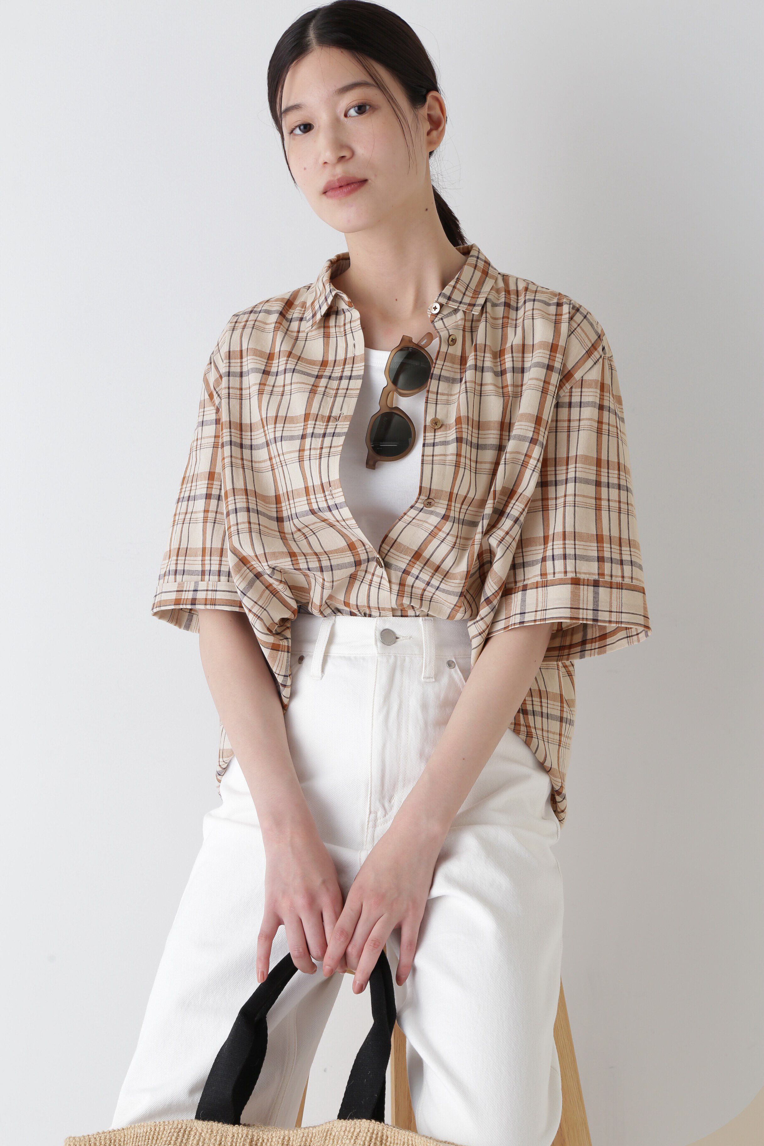  「◆綿麻半袖チェックシャツ」|シャツ・ブラウス|ブラウンチェ 3