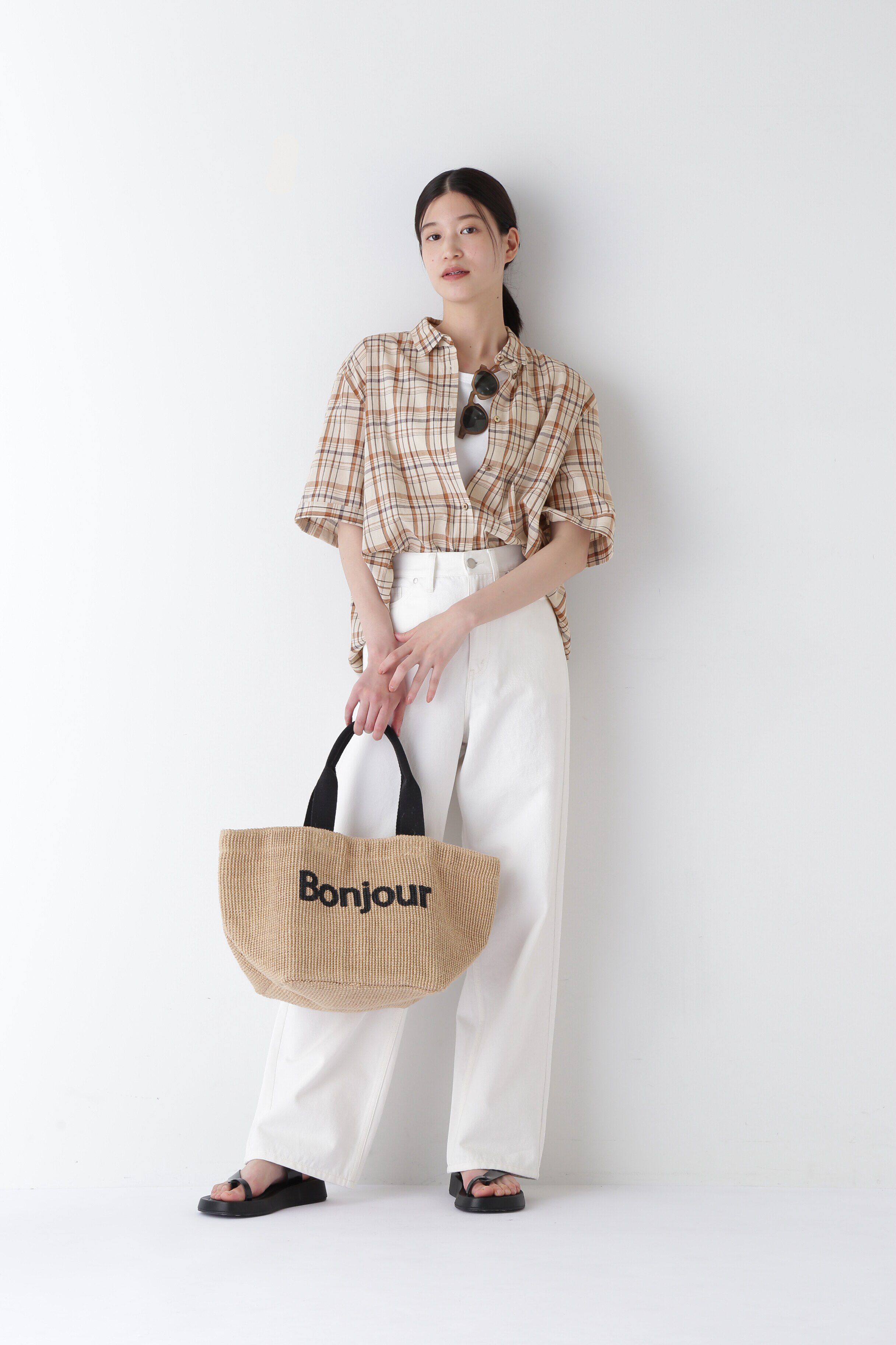  「◆綿麻半袖チェックシャツ」|シャツ・ブラウス|