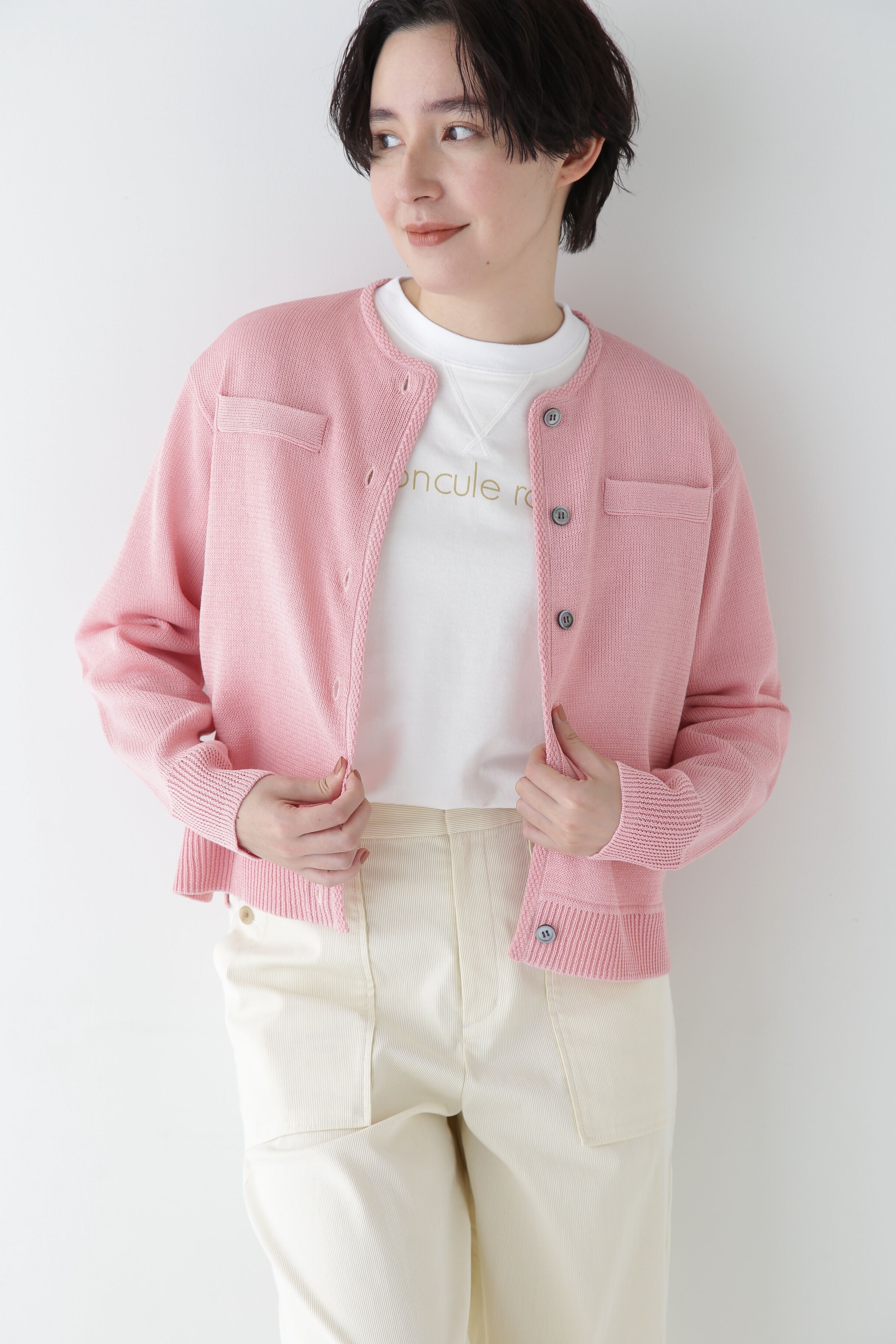  「◆【ウォッシャブル】ミドルゲージギマカーディガン」|ニット・セーター|ピンク