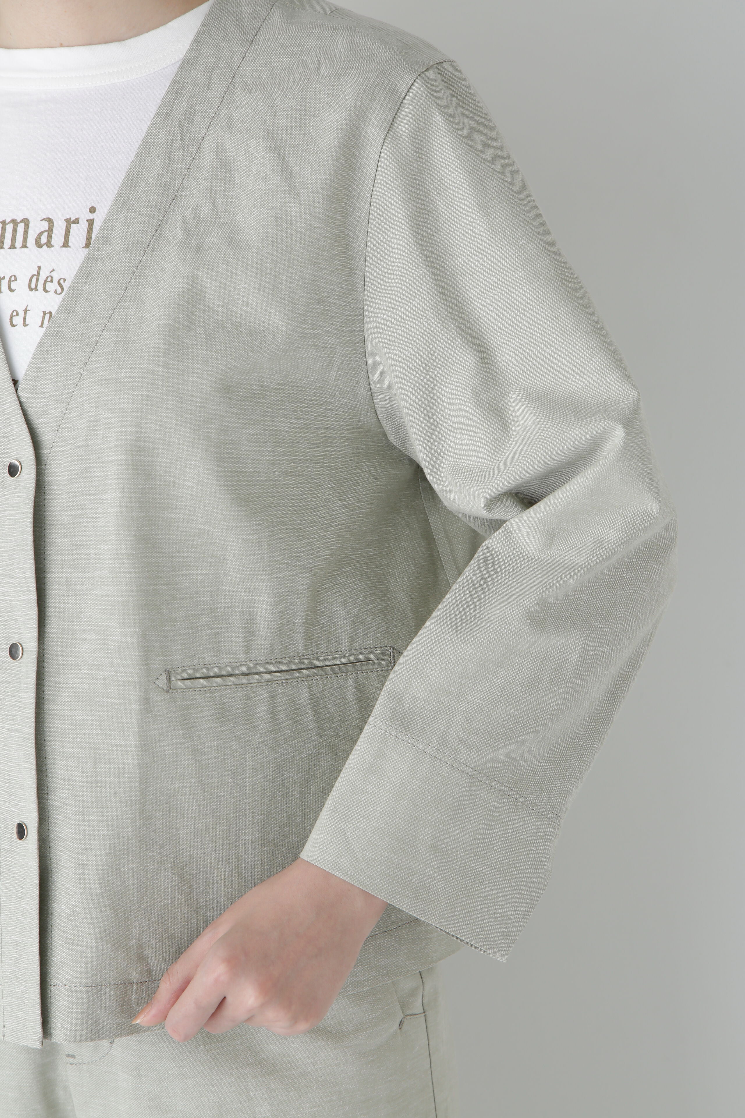  「◆綿麻シャンブレーVネックブルゾン」|ブルゾン・スタジャン|