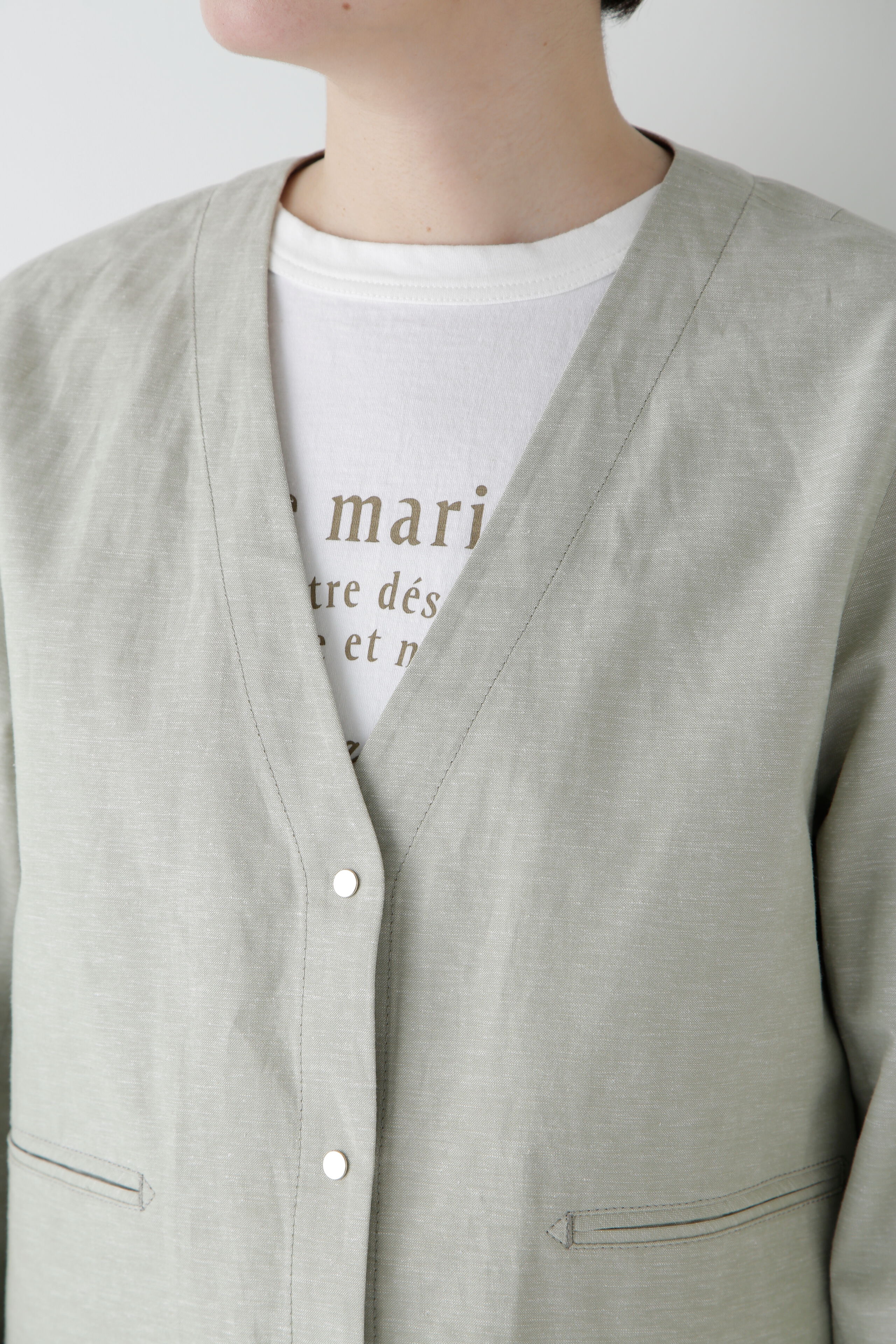  「◆綿麻シャンブレーVネックブルゾン」|ブルゾン・スタジャン|