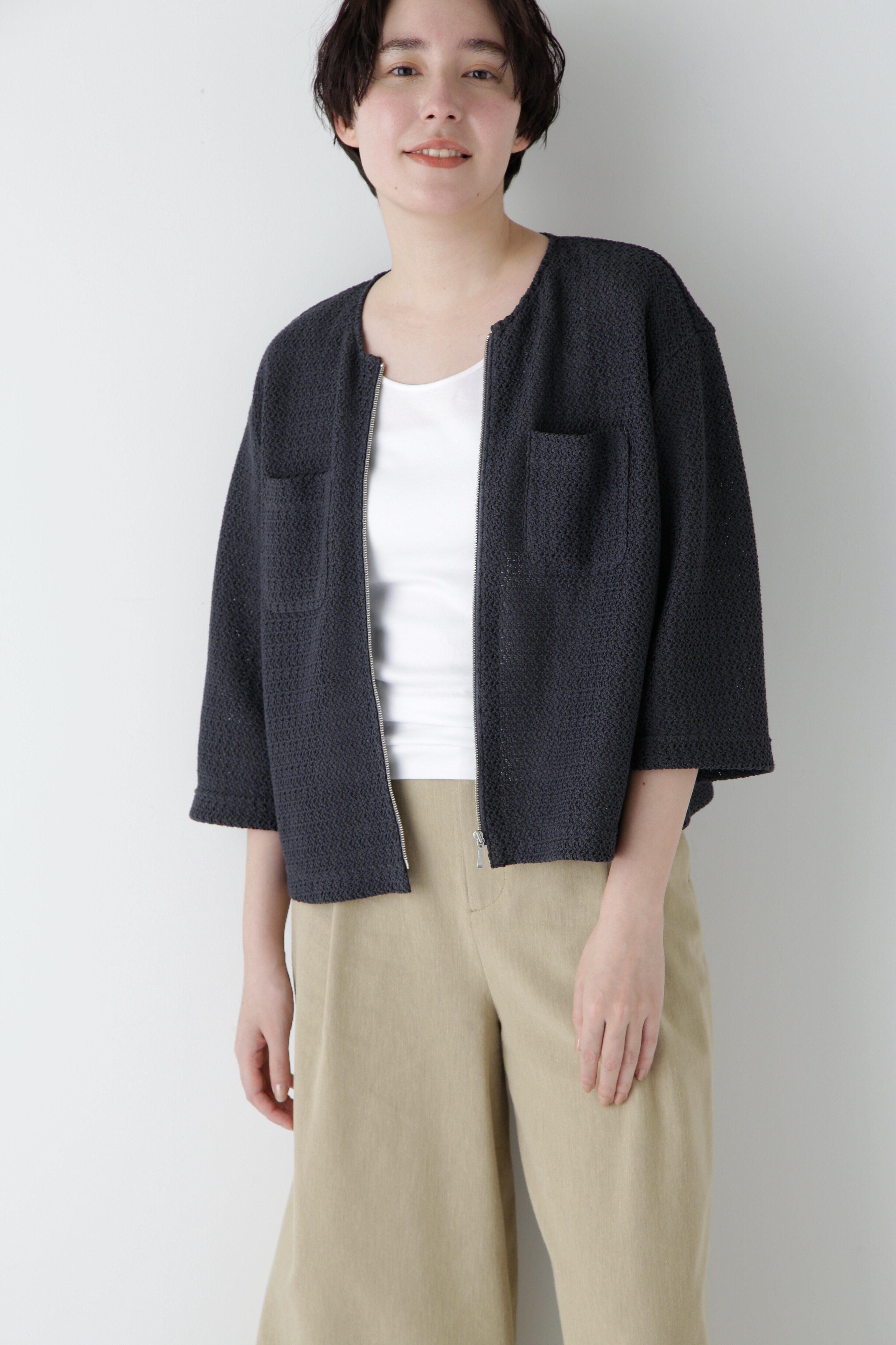  「◆ラッセルノーカラージップブルゾン」|Tシャツ・カットソー|チャコール1