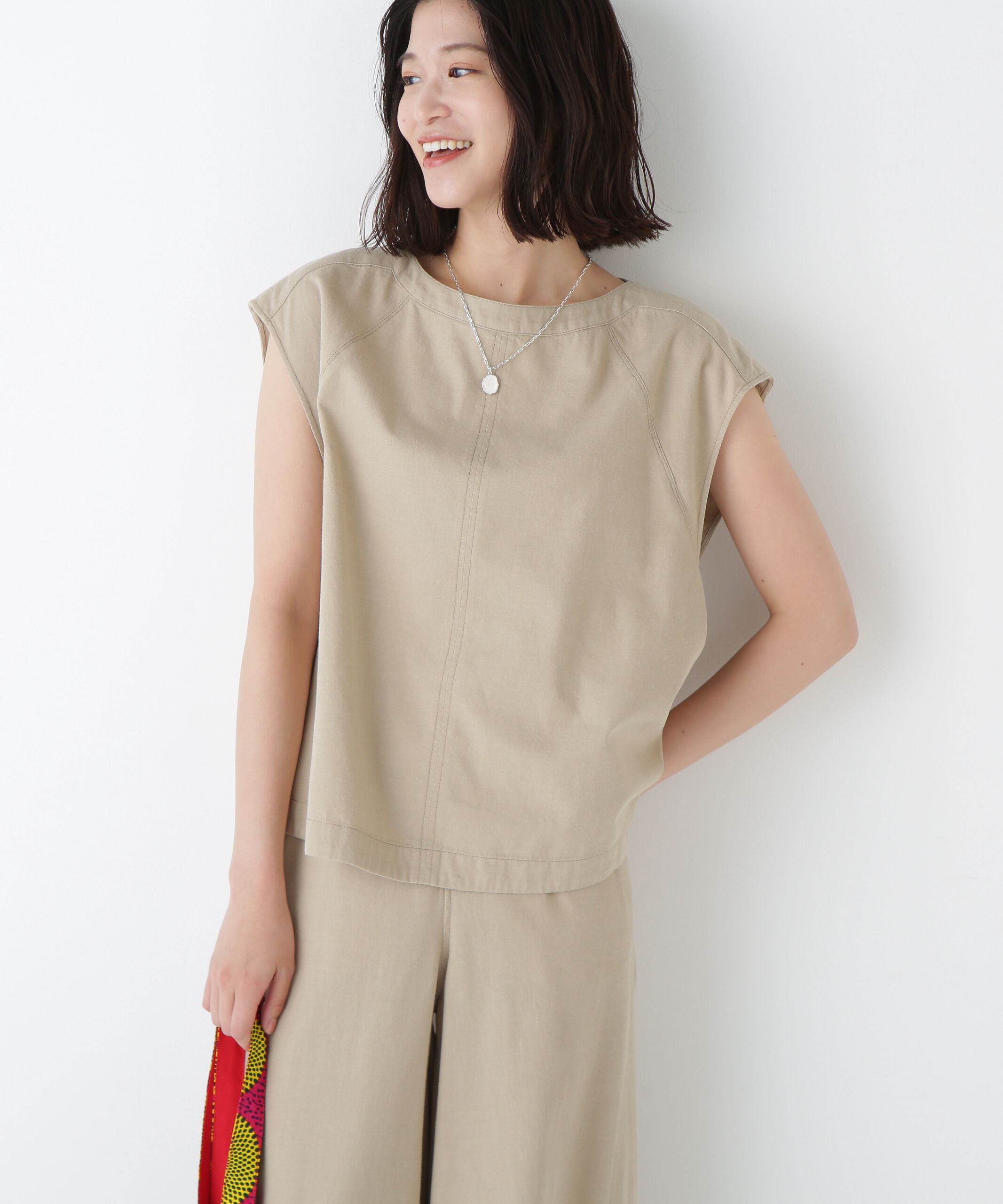  「◆ライトオンスデニムボートネックブラウス」|シャツ・ブラウス|ベージュ