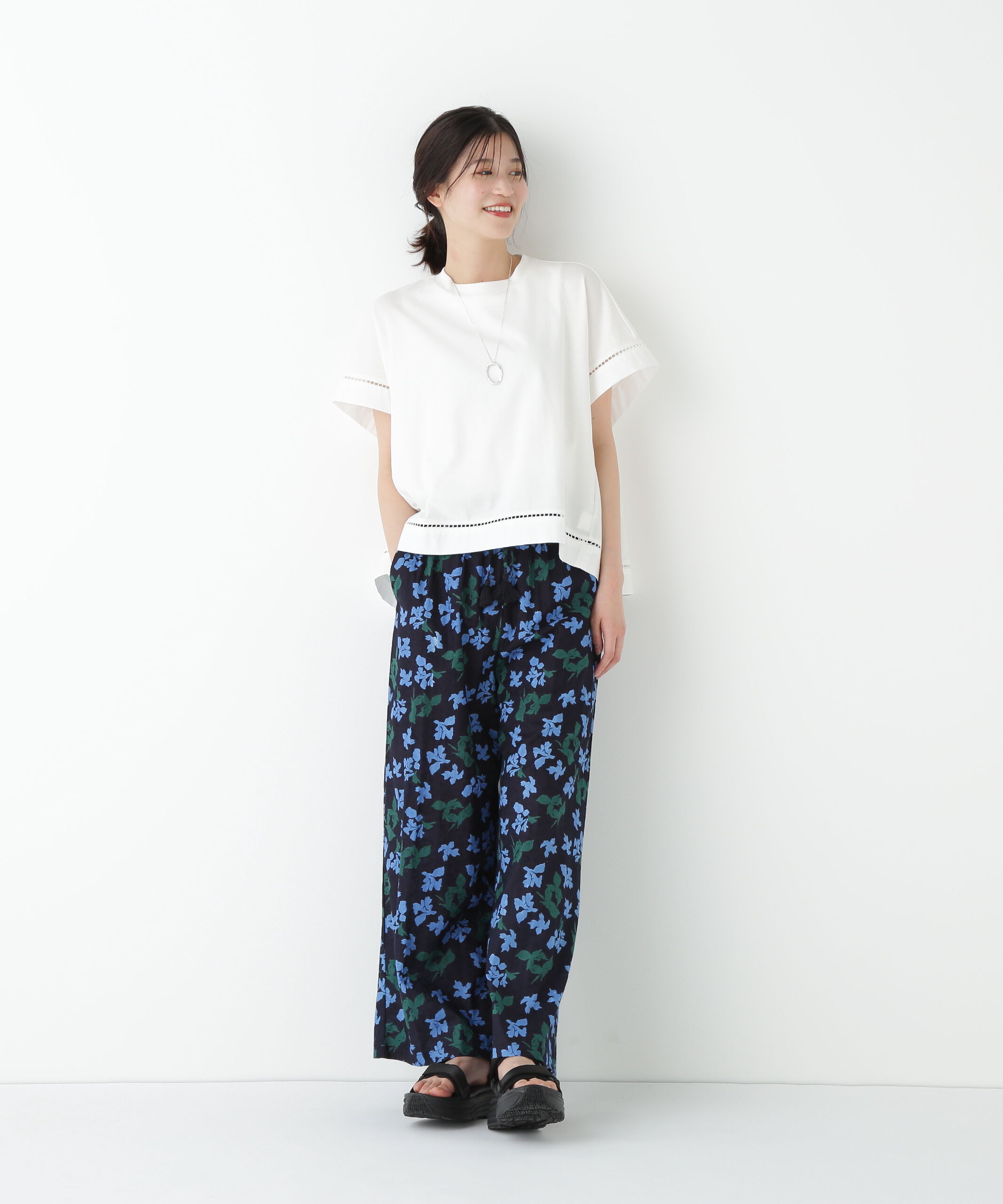  「◆インドドビーリーフプリントイージーセミワイドパンツ」|その他|