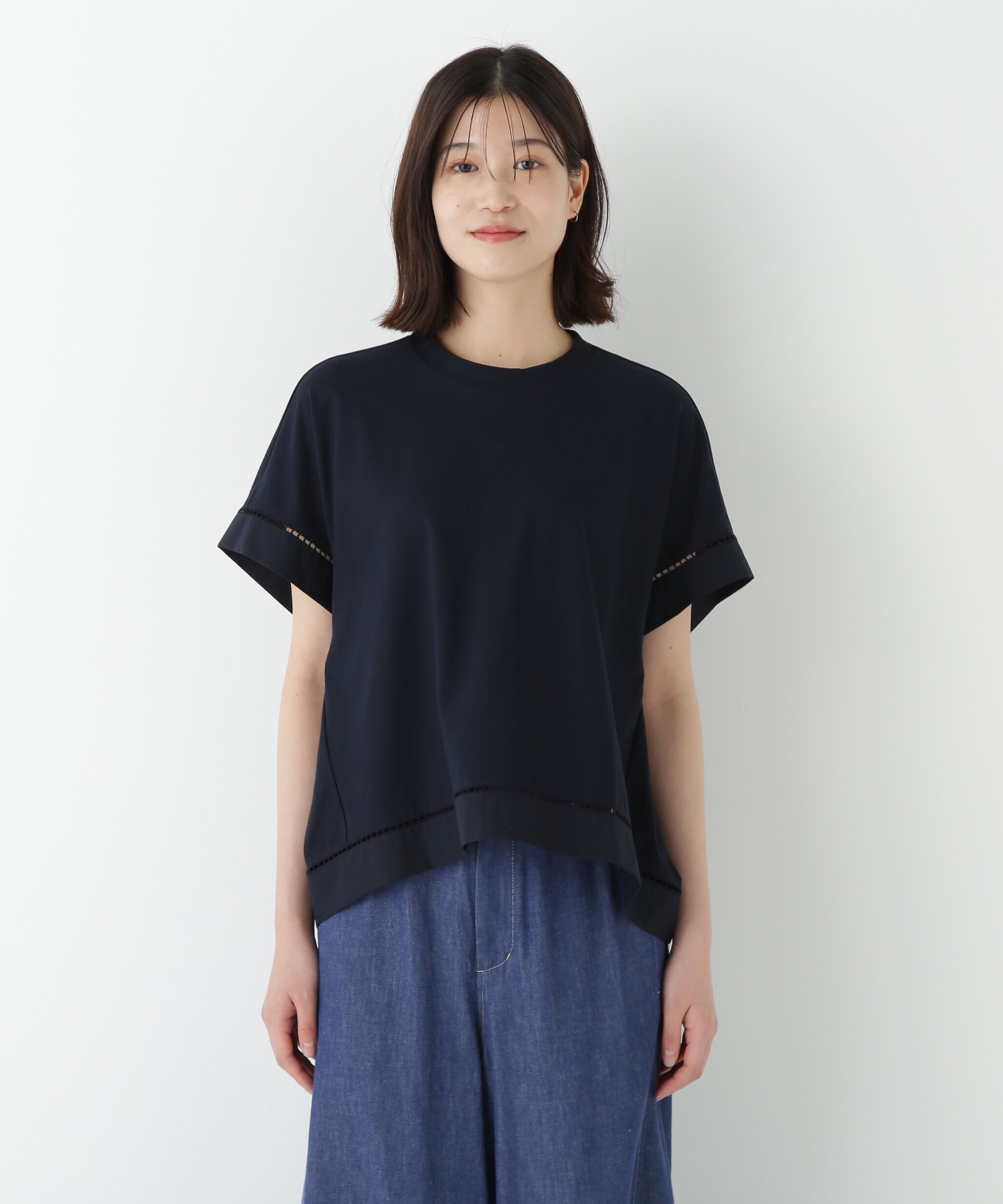  「◆布帛ドッキング半袖プルオーバー」|Tシャツ・カットソー|