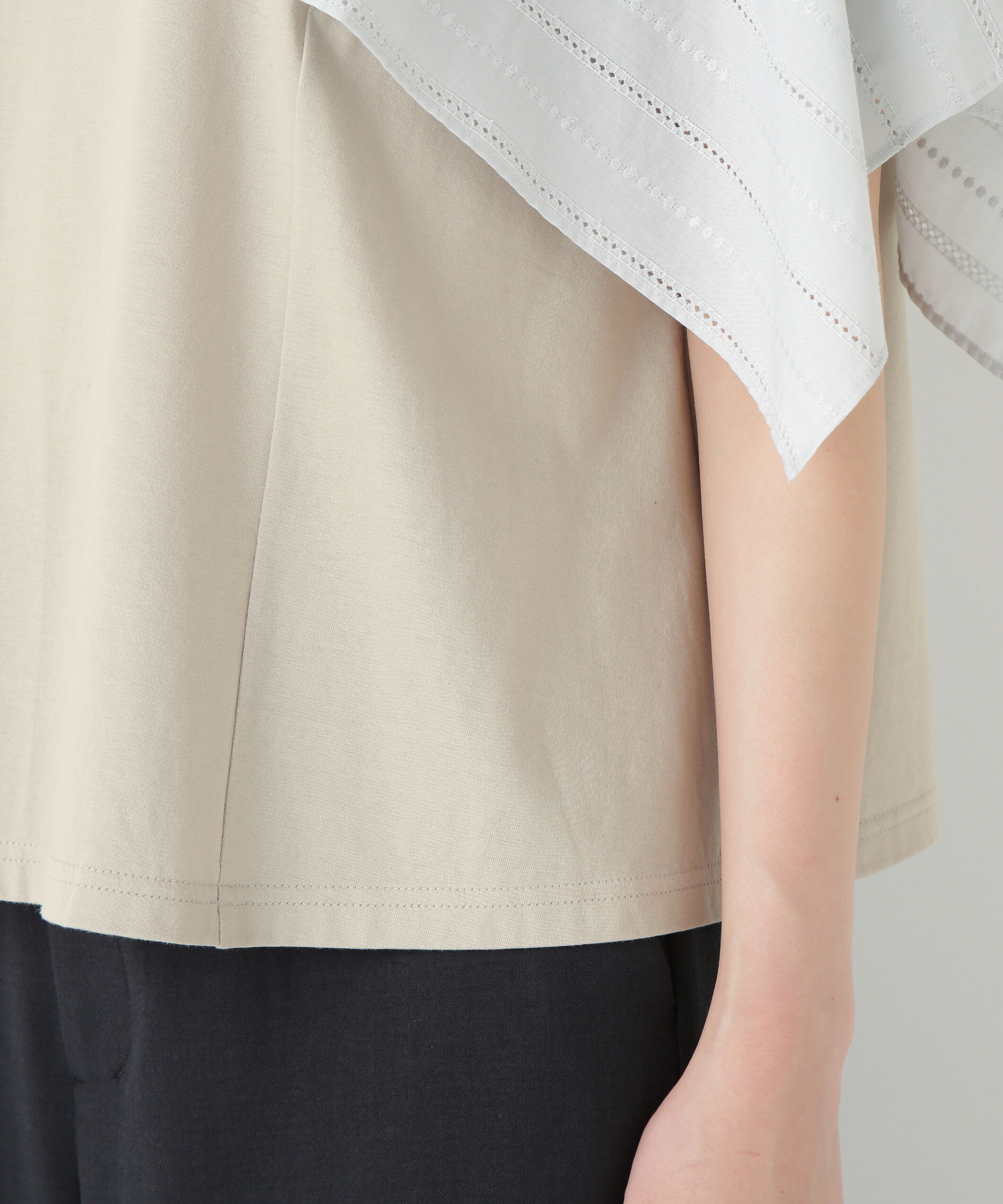  「◆コットンローンレースドッキングプルオーバー」|Tシャツ・カットソー|