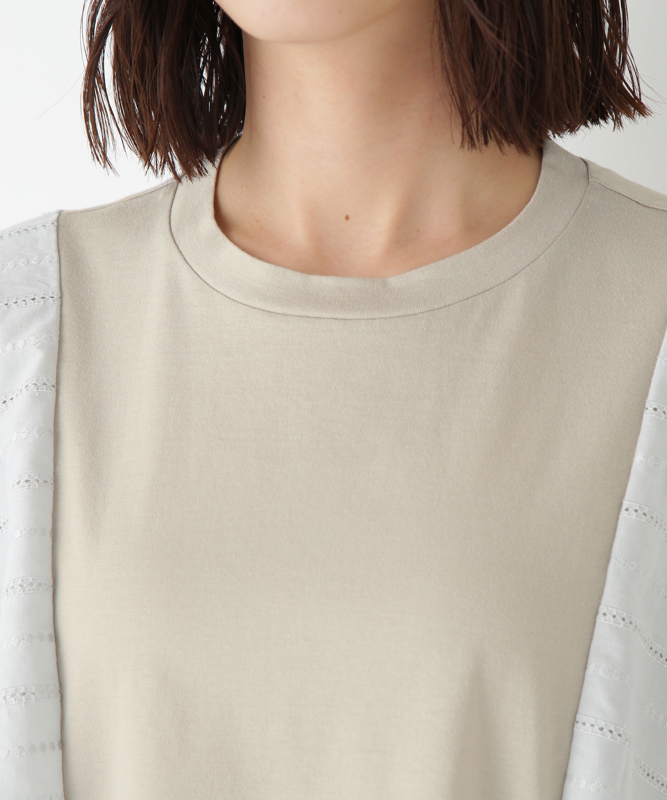  「◆コットンローンレースドッキングプルオーバー」|Tシャツ・カットソー|