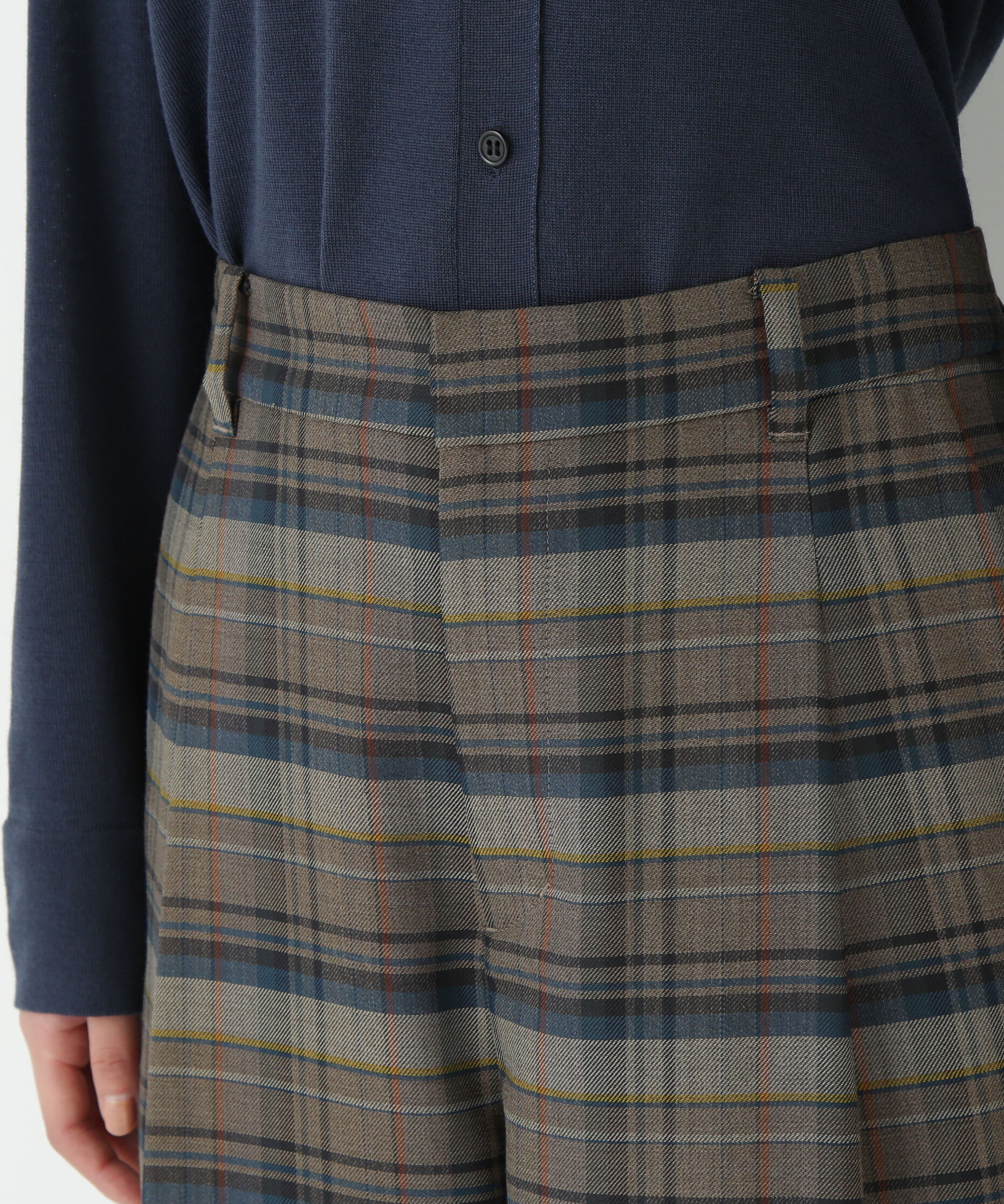  「◆先染めチェックタックセミワイドパンツ」|その他|