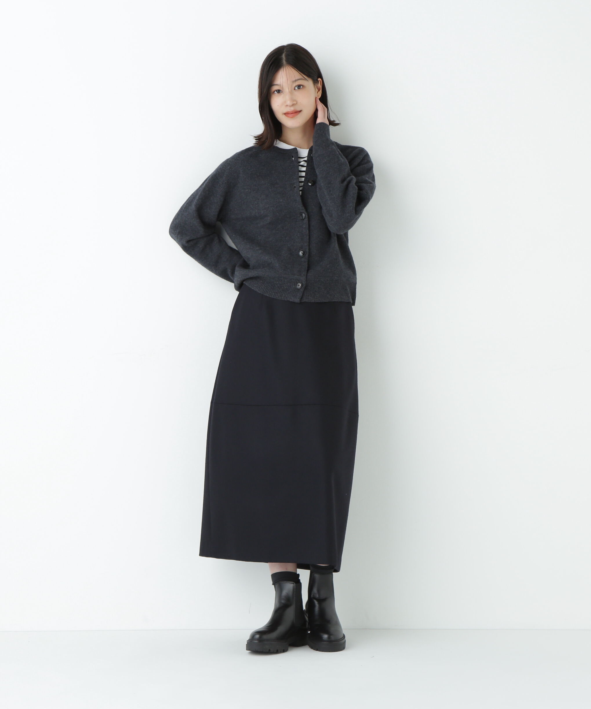  「≪洗える≫ウォッシャブルウールクルーネックカーディガン」|ニット・セーター|