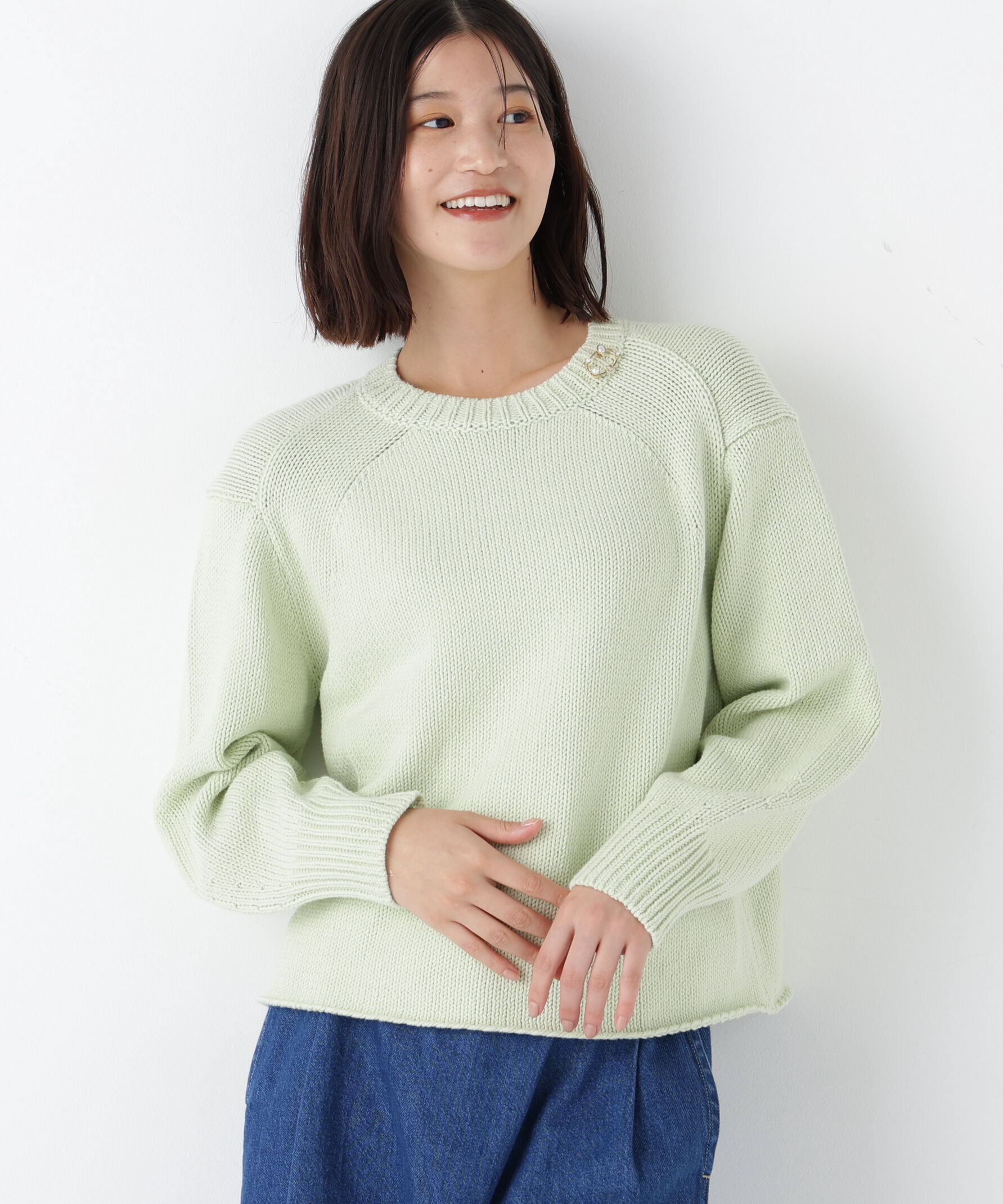  「◆《ウォッシャブル》コットンミックスローゲージニットプルオーバー」|ニット・セーター|