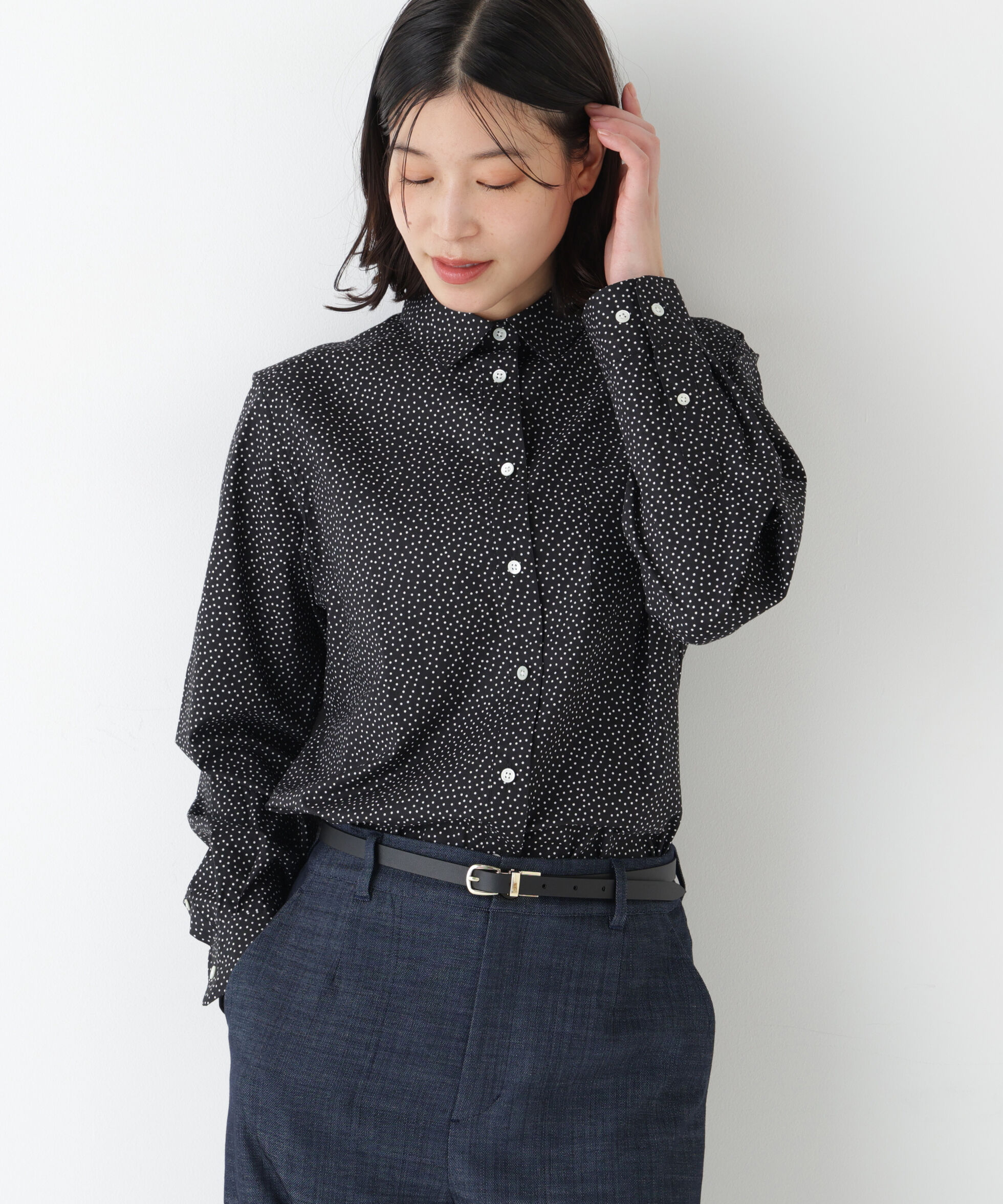  「◆《ウォッシャブル》ドット柄ベーシックシャツ」|シャツ・ブラウス|モノトーンド 3