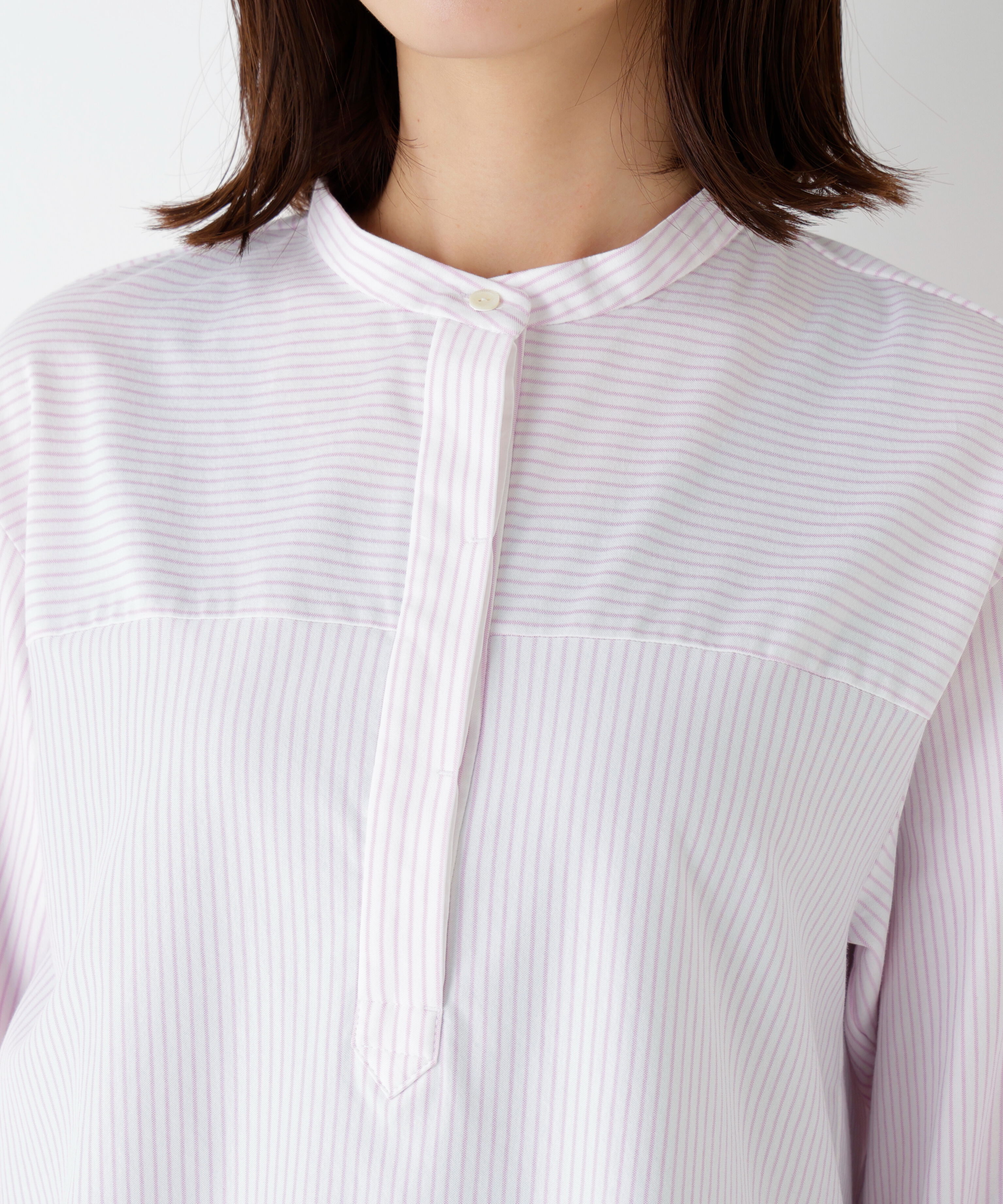  「◆《ウォッシャブル》鹿の子ジャージーバンドカラープルオーバー」|Tシャツ・カットソー|