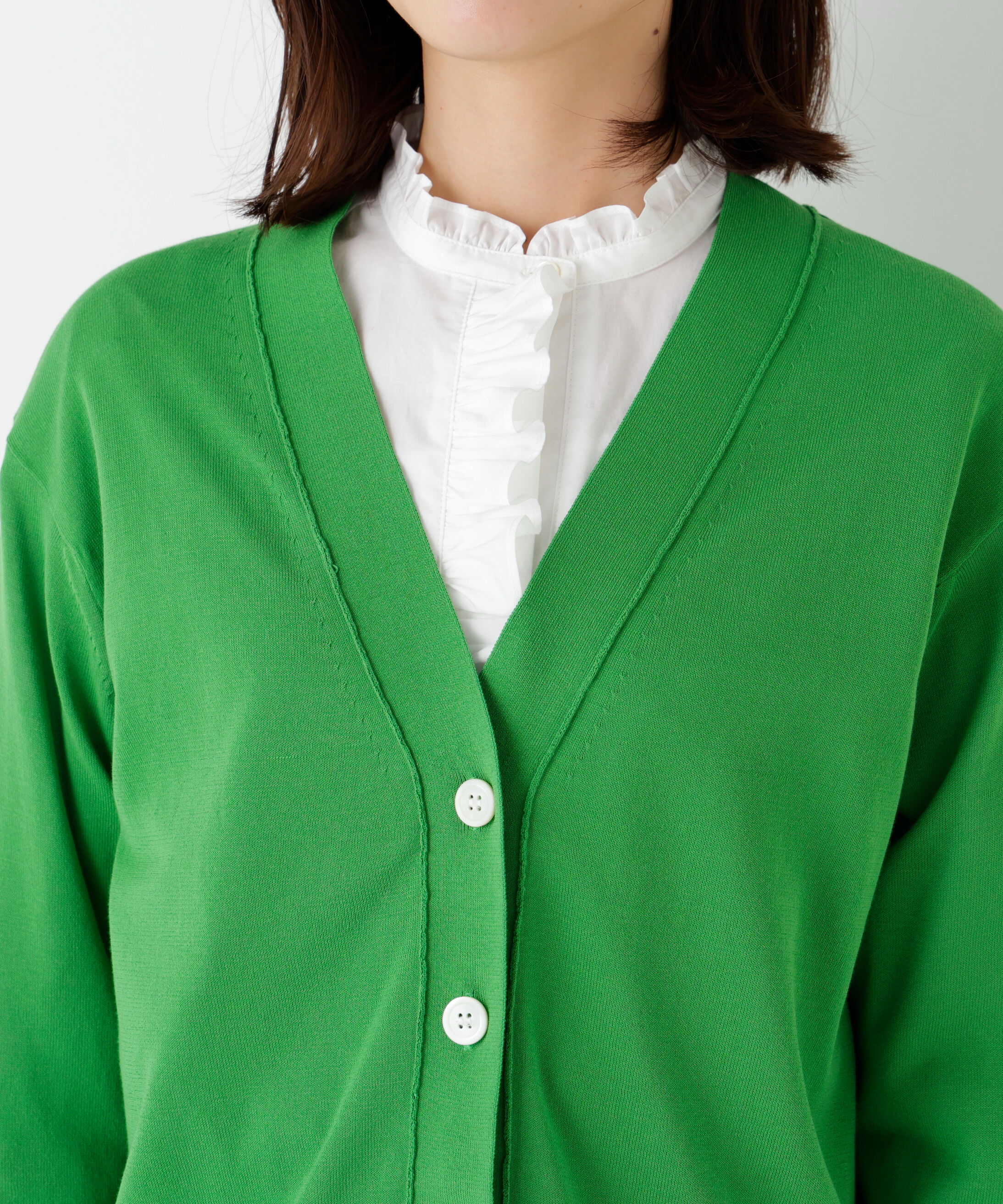  「◆《ウォッシャブル》アイレットＶネックカーディガン」|ニット・セーター|