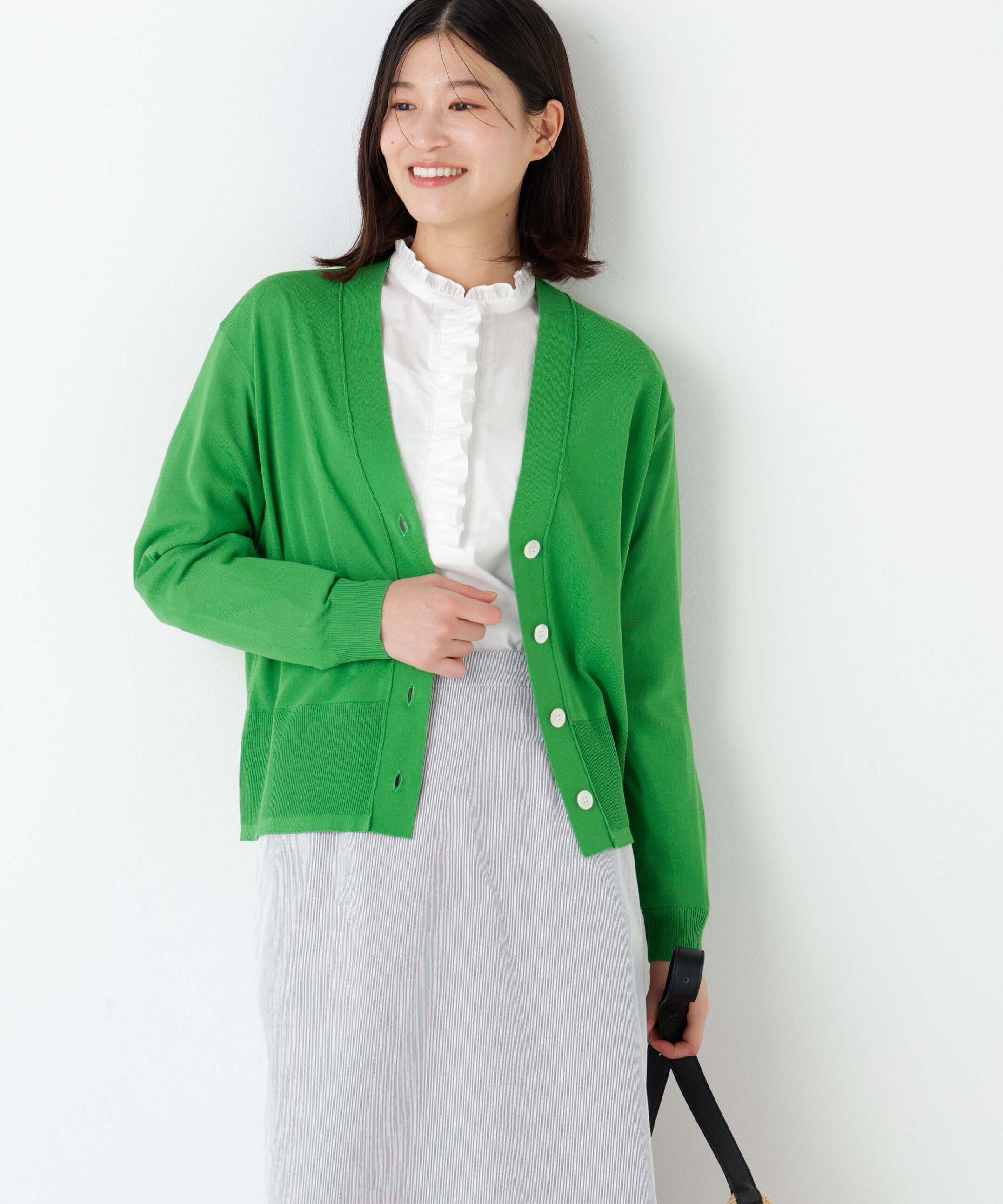  「◆《ウォッシャブル》アイレットＶネックカーディガン」|ニット・セーター|