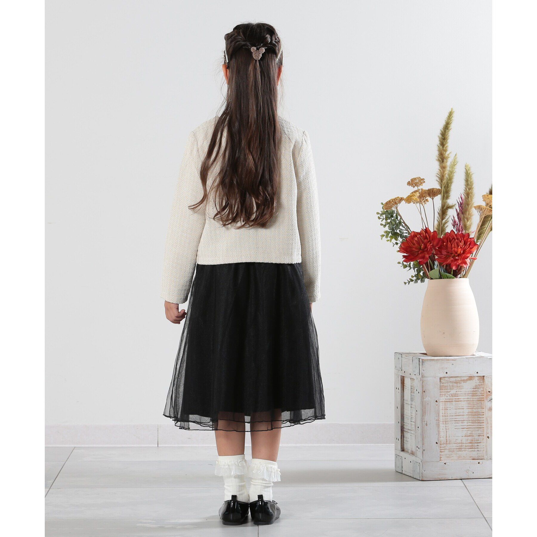 SHOO･LA･RUE「【100-140cm/プチセレ】ツイードジャケット」|ノーカラージャケット|