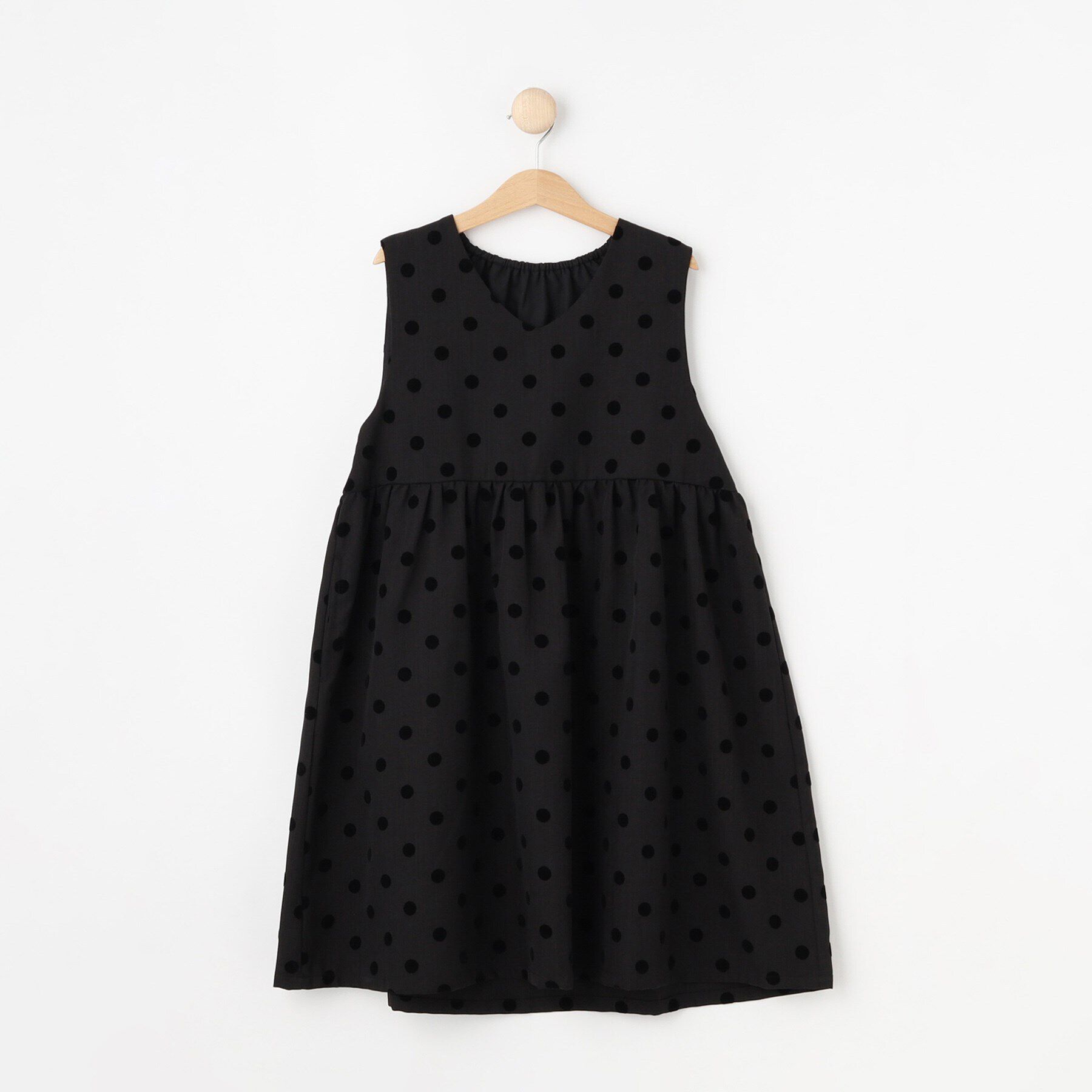 SHOO･LA･RUE「【100-140cm/プチセレ】フロッキードットワンピース」|ワンピース|ブラック(019)