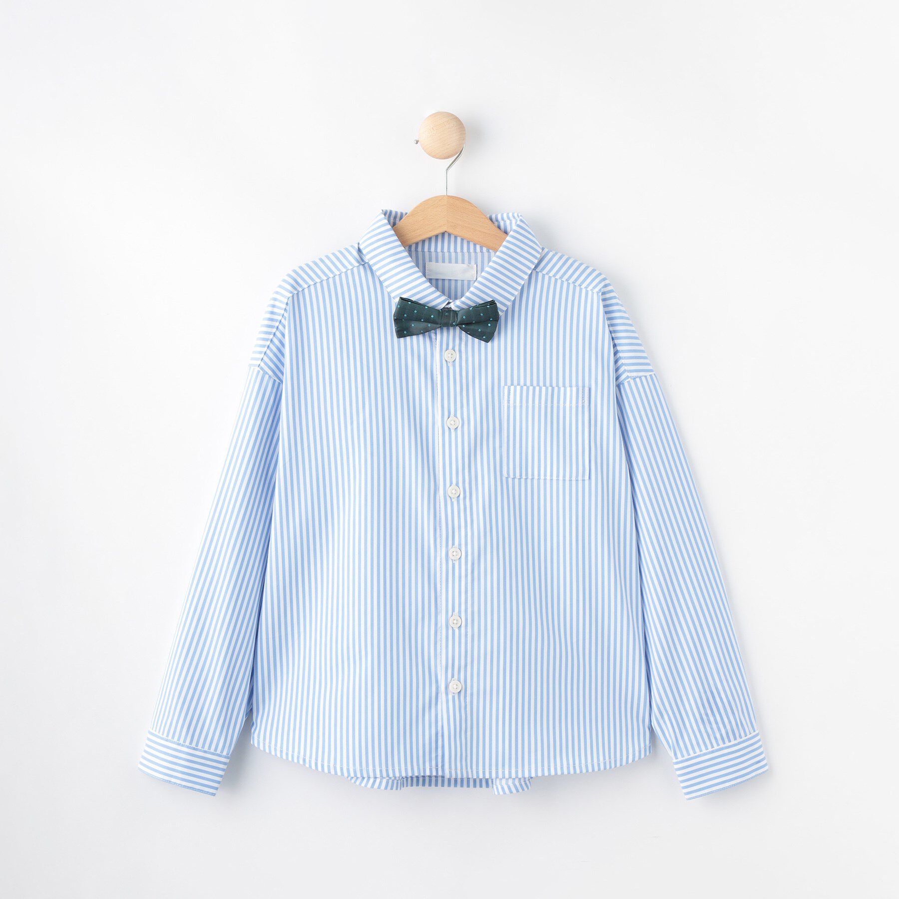 SHOO･LA･RUE「【100-140cm/プチセレ】蝶ネクタイ付きシャツ」|シャツ・ブラウス|ブルー(391)