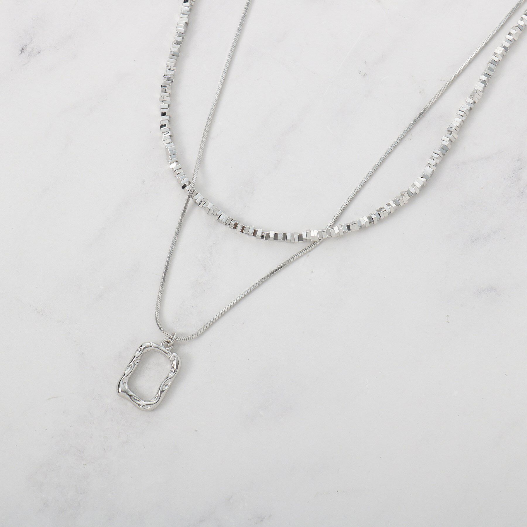 SHOO･LA･RUE「かさねチェーン2連ネックレス」|ネックレス|シルバー(006)