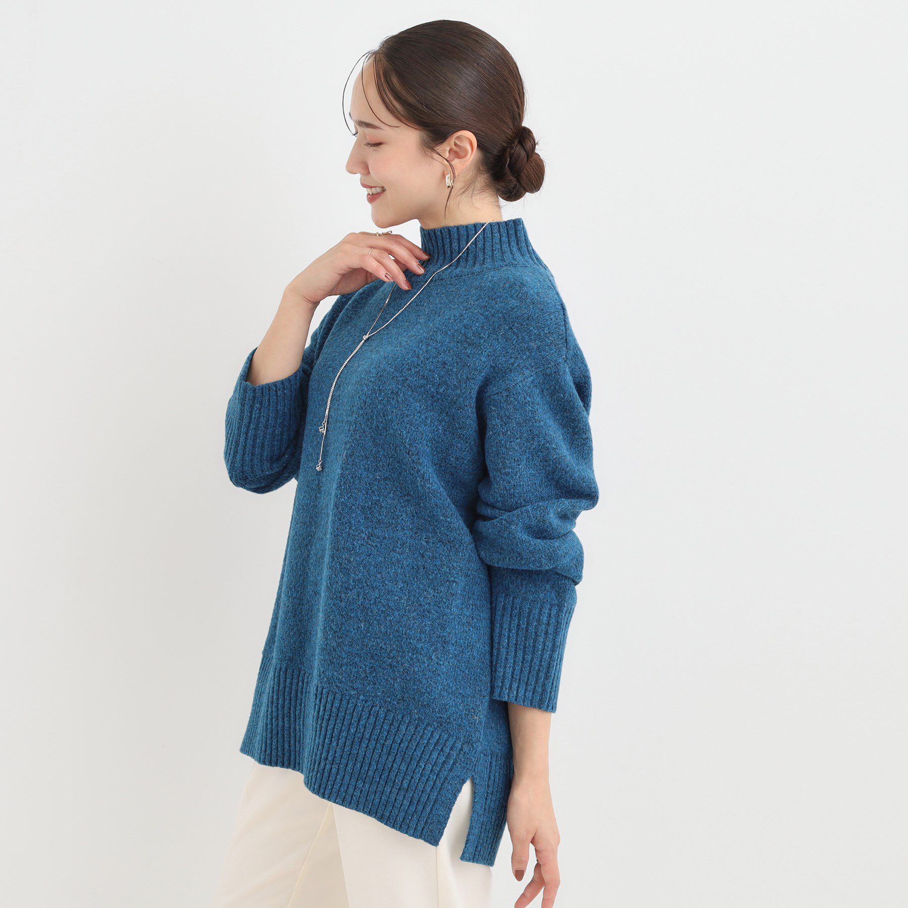 SHOO･LA･RUE「【S-LL】ゆるシルエットな メランジタートルニット」|ニット・セーター|