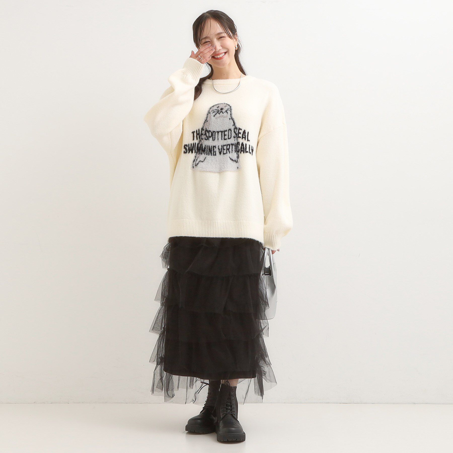 SHOO･LA･RUE「【旭山動物園応援商品】ゆるアニマル ふわふわジャカードニット」|ニット・セーター|