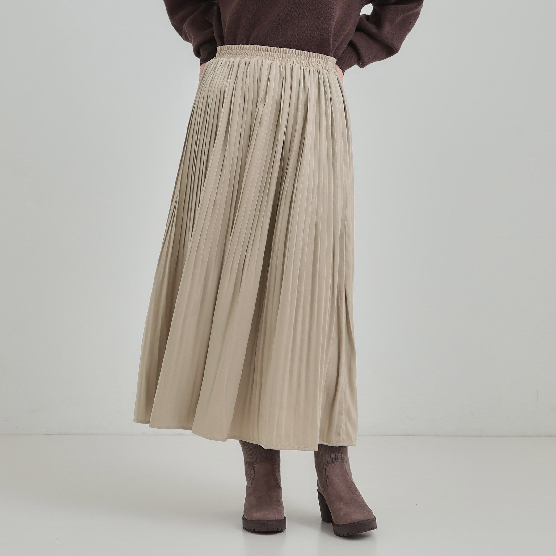 SHOO･LA･RUE「【着丈選べる/あったか】裏に秘密 プリーツスカート」|スカート|