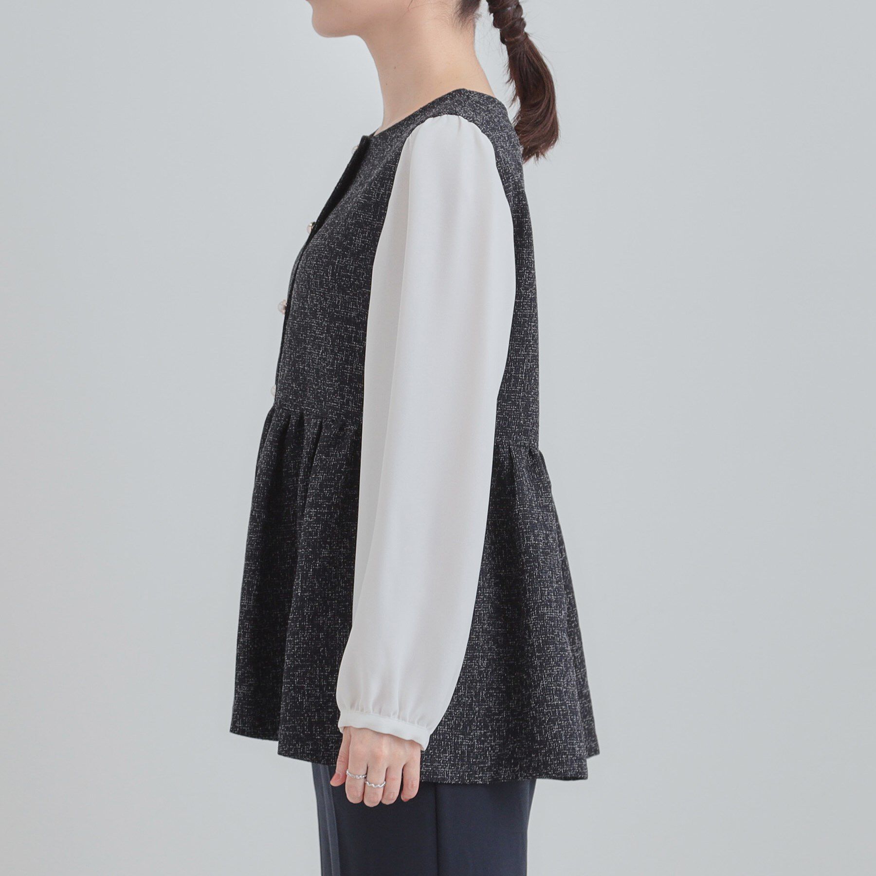 SHOO･LA･RUE「【洗濯機可】時短できちんと見えが叶う フェイクレイヤードブラウス」|シャツ・ブラウス|