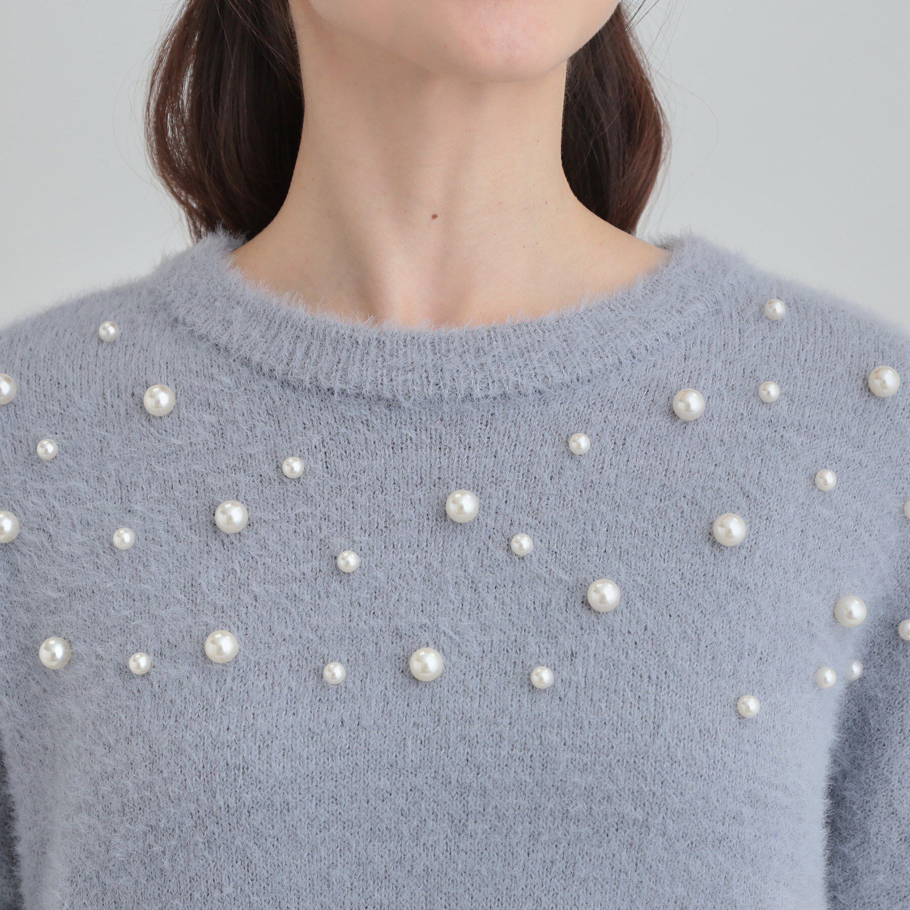 SHOO･LA･RUE「大人きらめく ふわふわパール調ニット」|ニット・セーター|