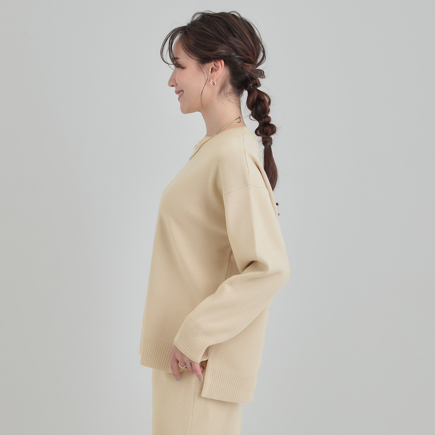 SHOO･LA･RUE「【洗濯機可/セットアップ可/毛玉になりにくい】さりげないラメ使いで差をつける クルーネックニット」|ニット・セーター|