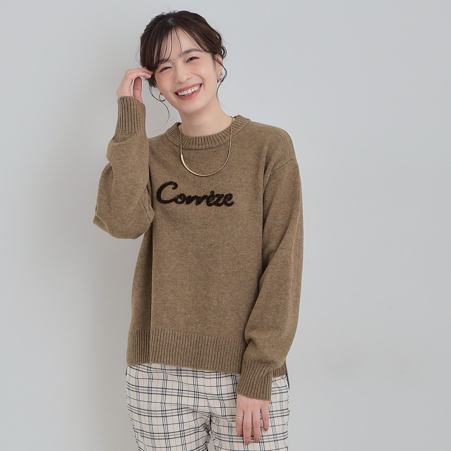 SHOO･LA･RUE「【S-LL/洗濯機可】ふわふわがやみつきになる柔らかさ スウェットライクロゴニット」|ニット・セーター|