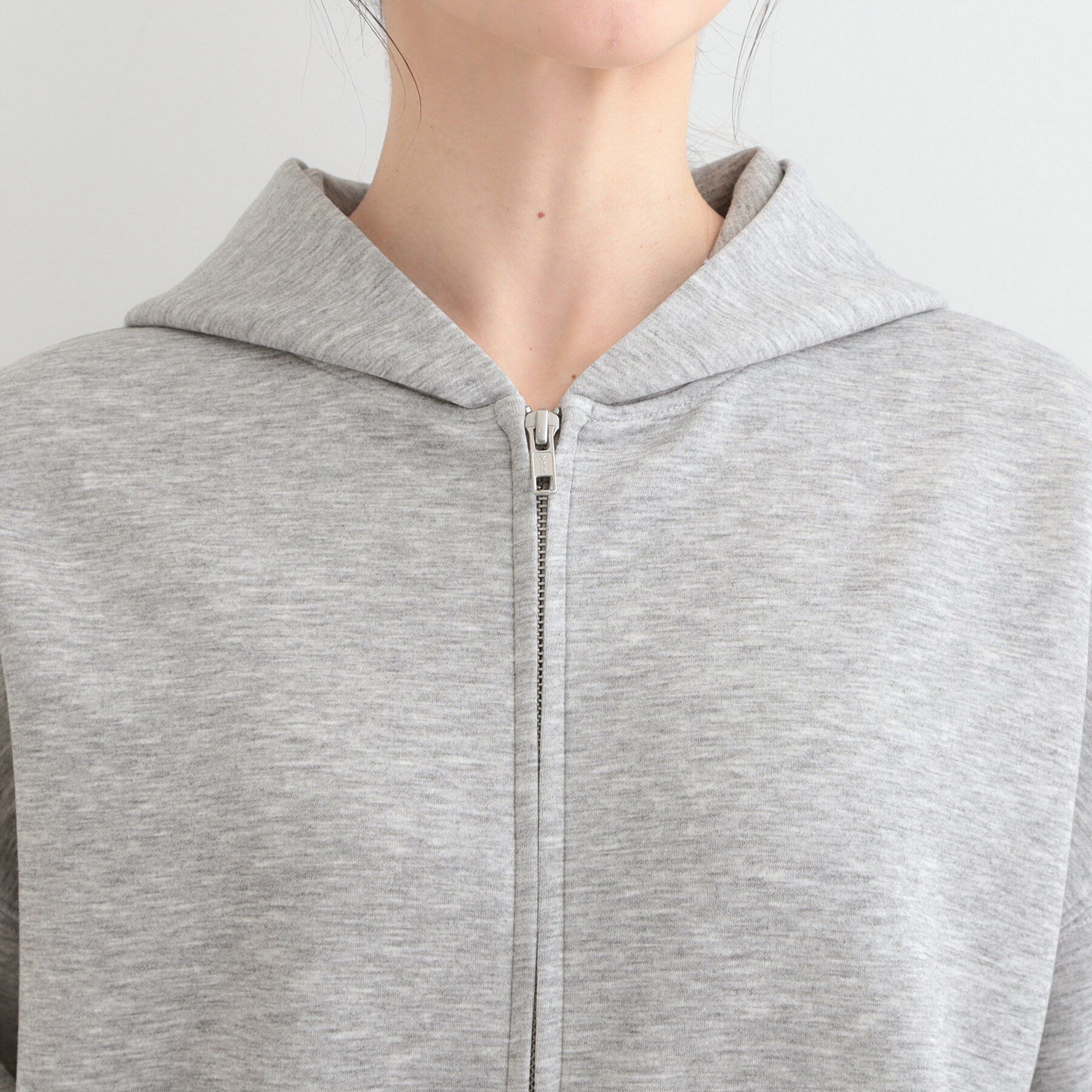 SHOO･LA･RUE「【セットアップ可/S-LL/なめらかタッチ】大人カジュアルスタイルに ZIPパーカ」|パーカー|