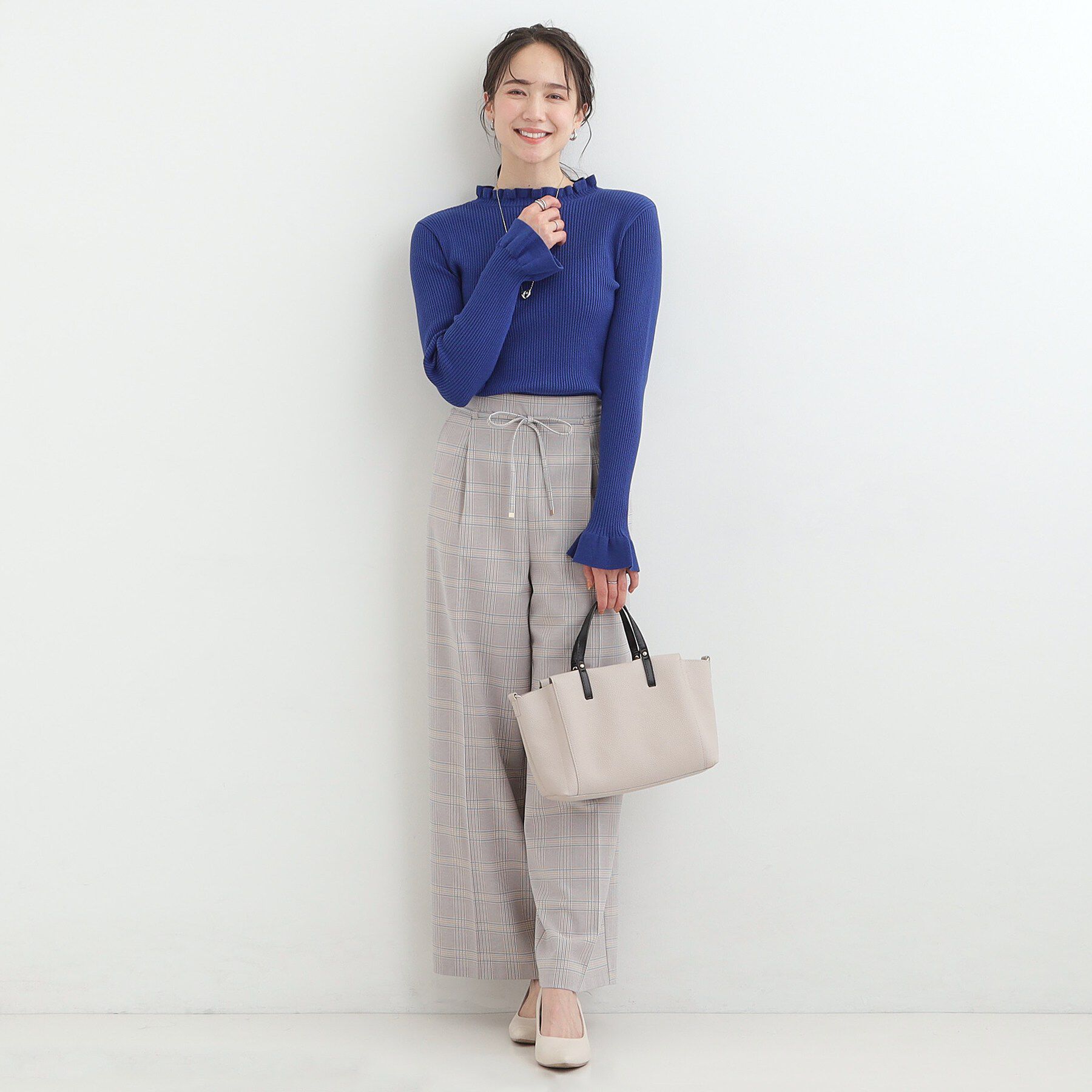 SHOO･LA･RUE「【洗濯機可/S-LL】メリハリフリルですっきり見える やわらかリブニット」|ニット・セーター|