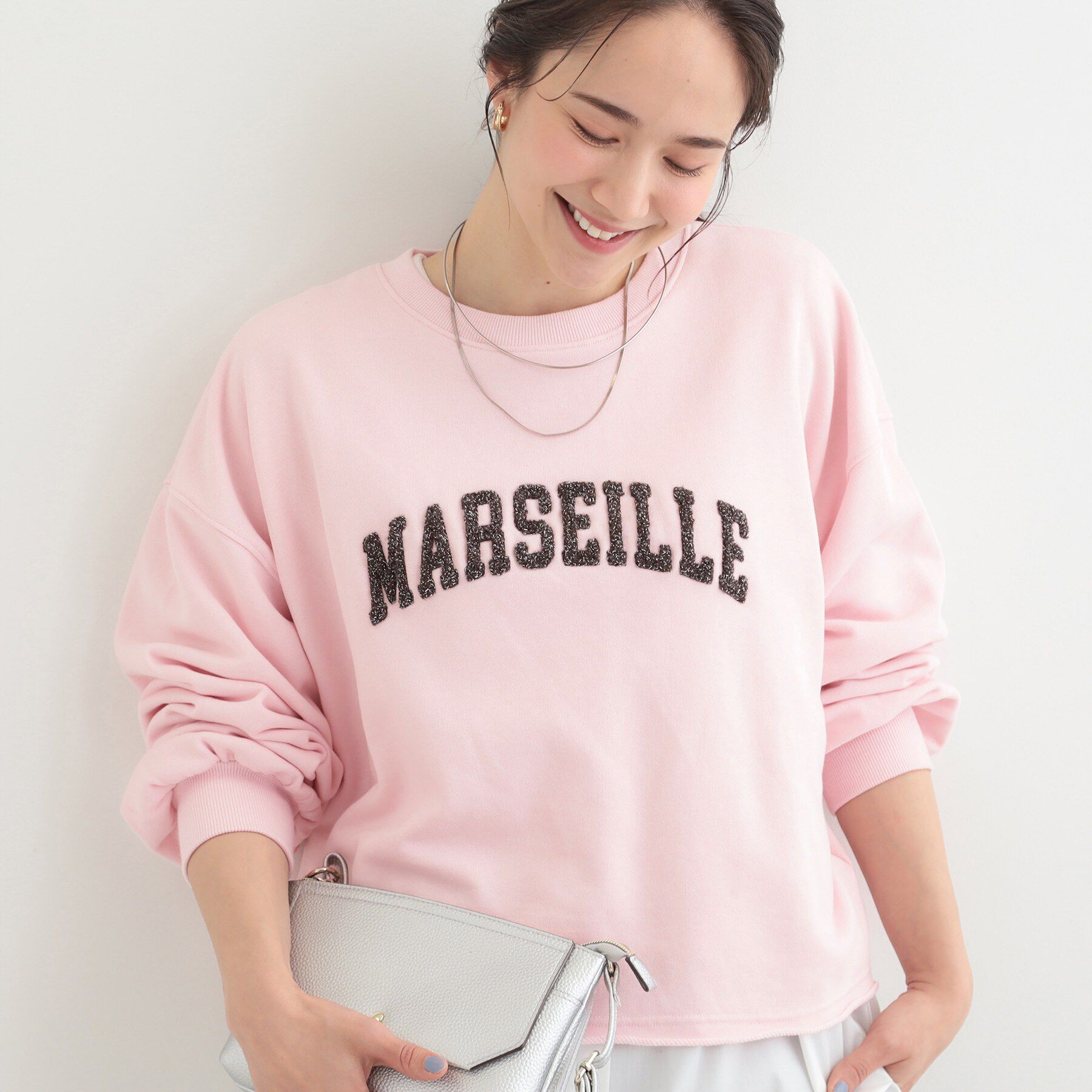 SHOO･LA･RUE「【洗濯機可/S-LL】コーデの主役になる ロゴアソート 裏毛スウェット」|パーカー|ライトピンク(170