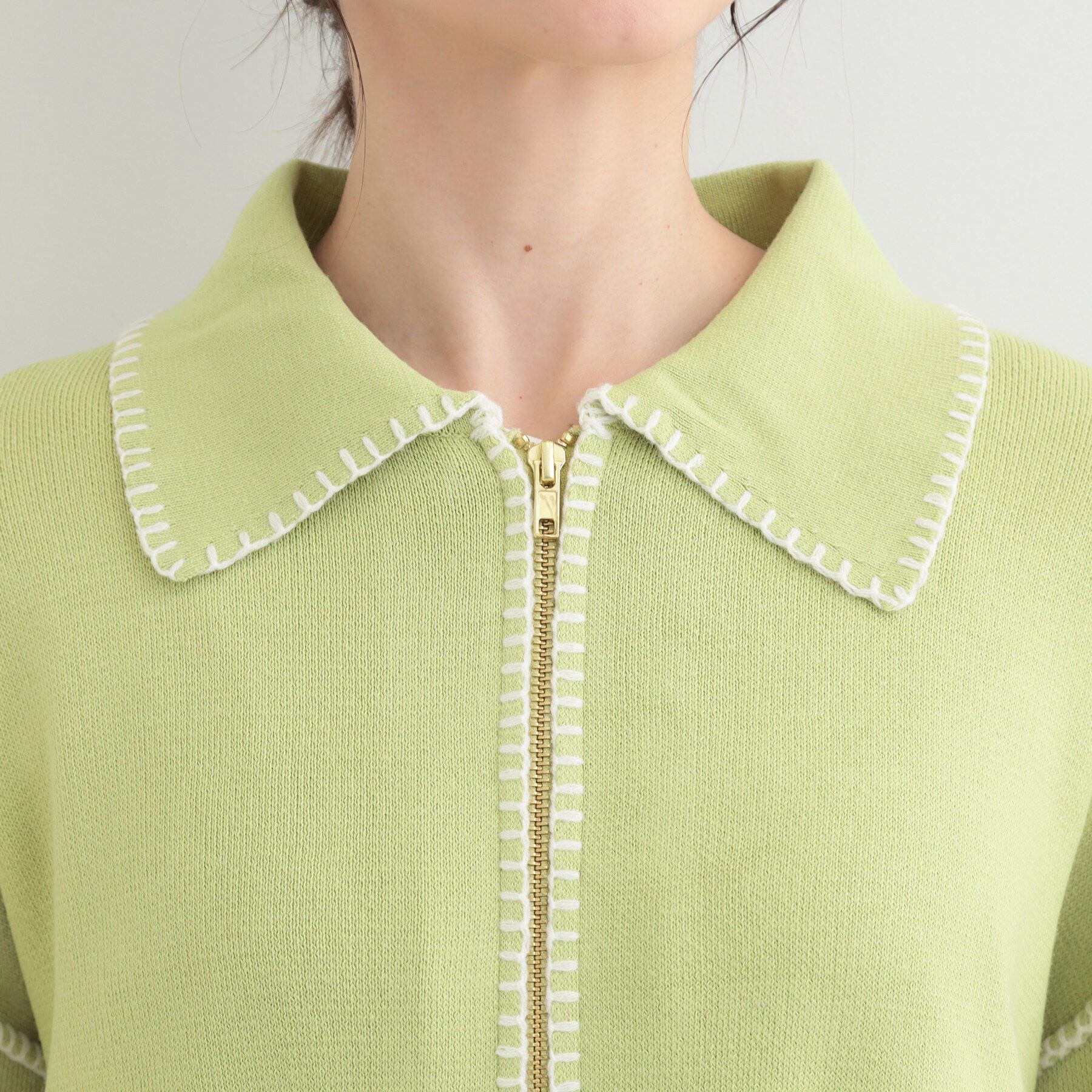 SHOO･LA･RUE「ステッチ襟付きが魅力な ジップニットカーディガン」|カーディガン|