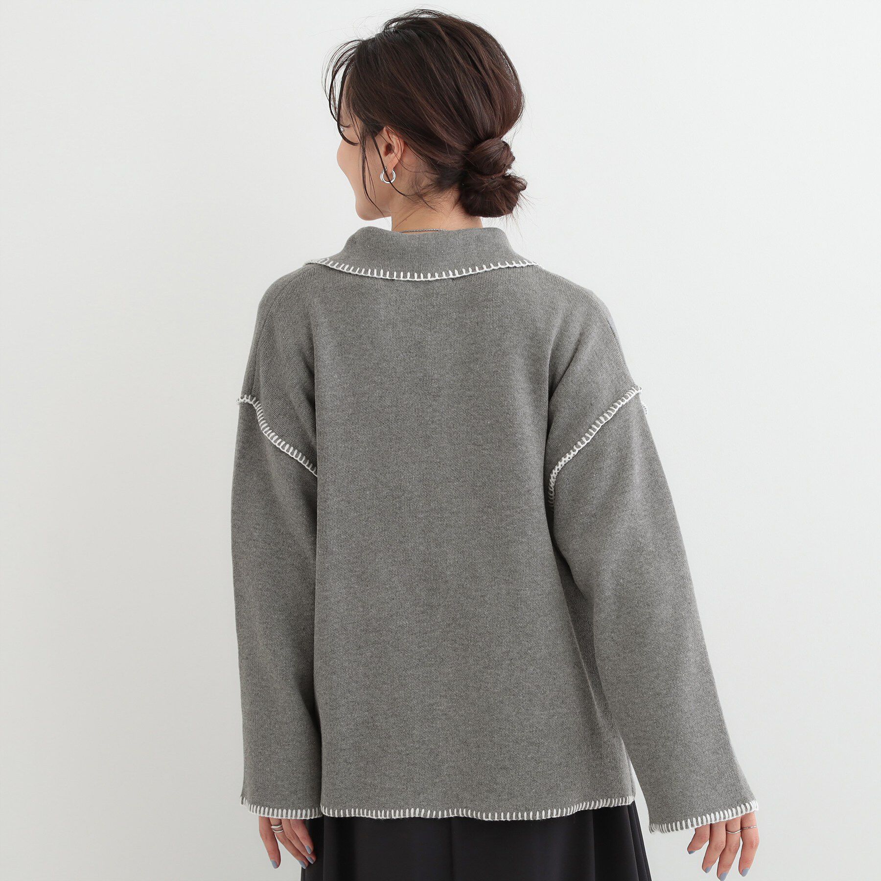 SHOO･LA･RUE「ステッチ襟付きが魅力な ジップニットカーディガン」|カーディガン|