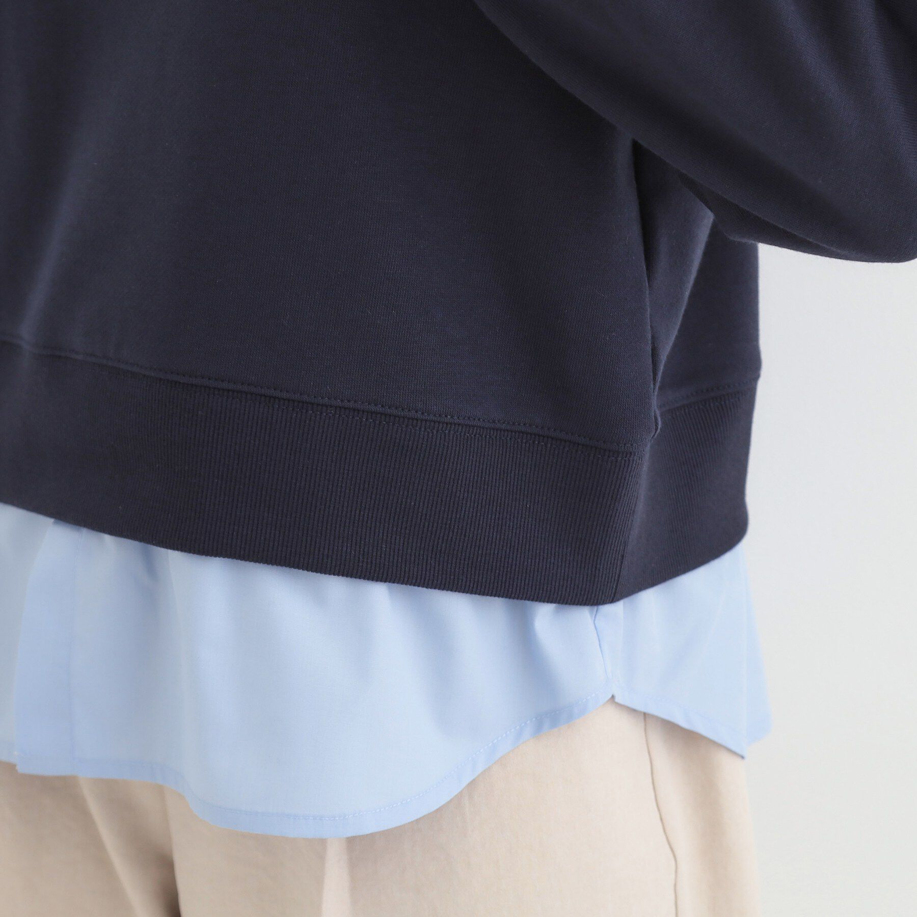 SHOO･LA･RUE「【洗濯機可】1枚でサマ見え シャツレイヤード風 スウェット」|パーカー|