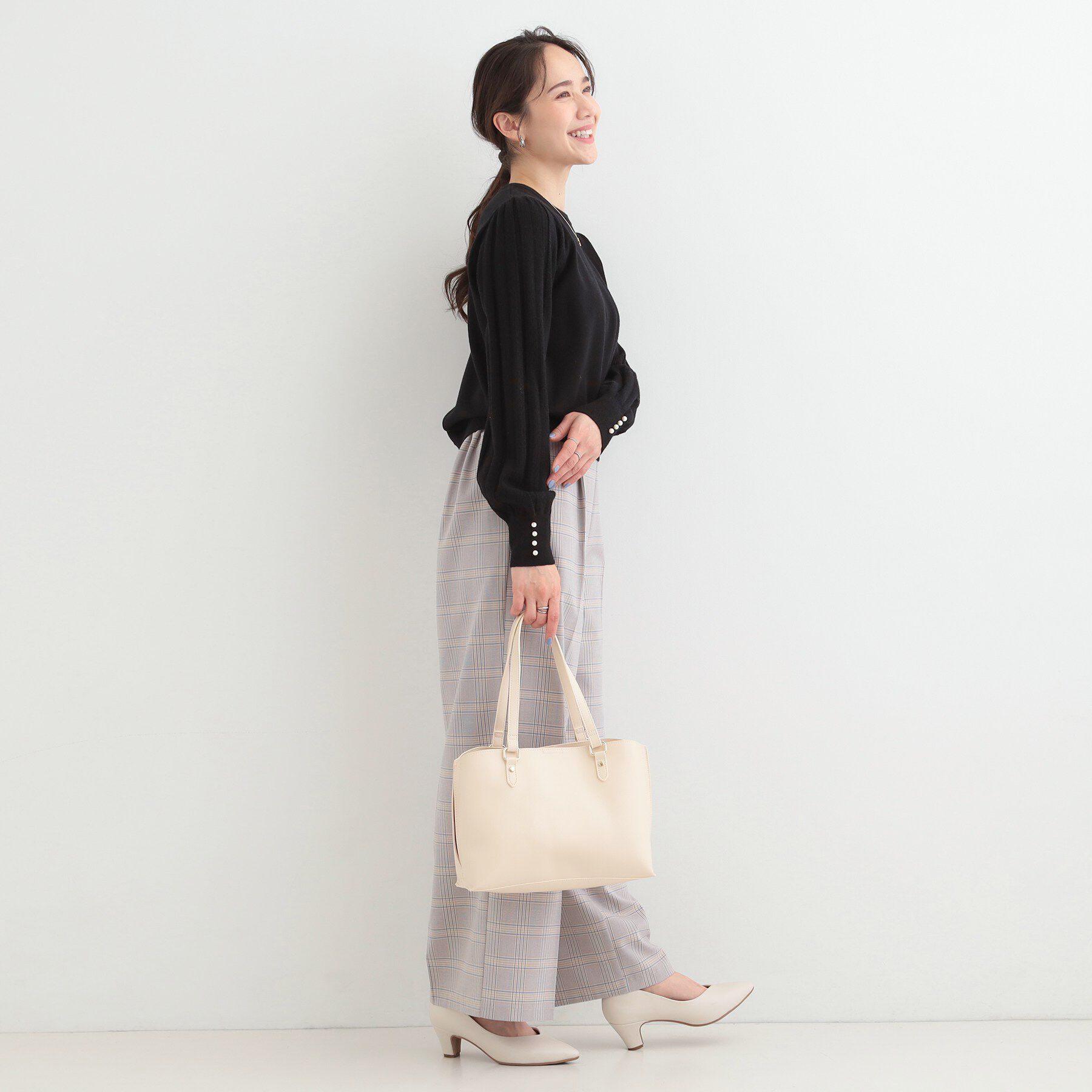 SHOO･LA･RUE「【2WAY】さりげないサイド配色がポイント きれいめトートバッグ」|トートバッグ|