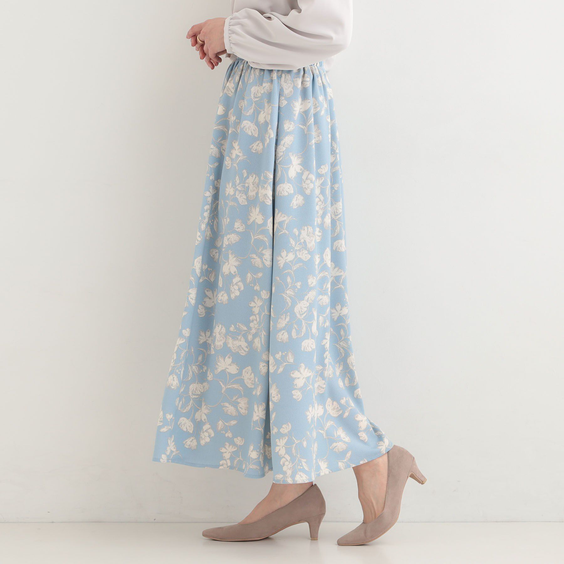 SHOO･LA･RUE「【着丈選べる】ふんわり揺れる アソート柄フレアスカート」|スカート|