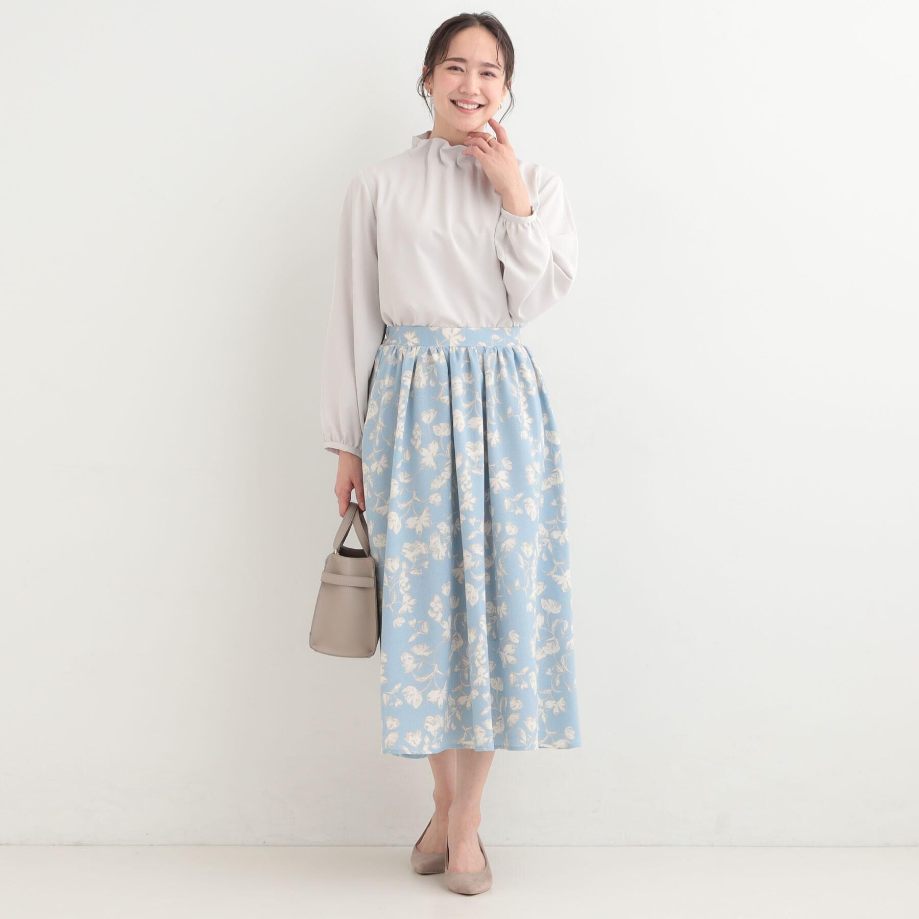SHOO･LA･RUE「【着丈選べる】ふんわり揺れる アソート柄フレアスカート」|スカート|
